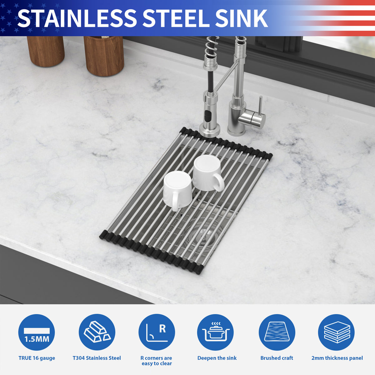 RAINLEX 10 in. x 18 in. Undermount Single Bowl Prep Sink