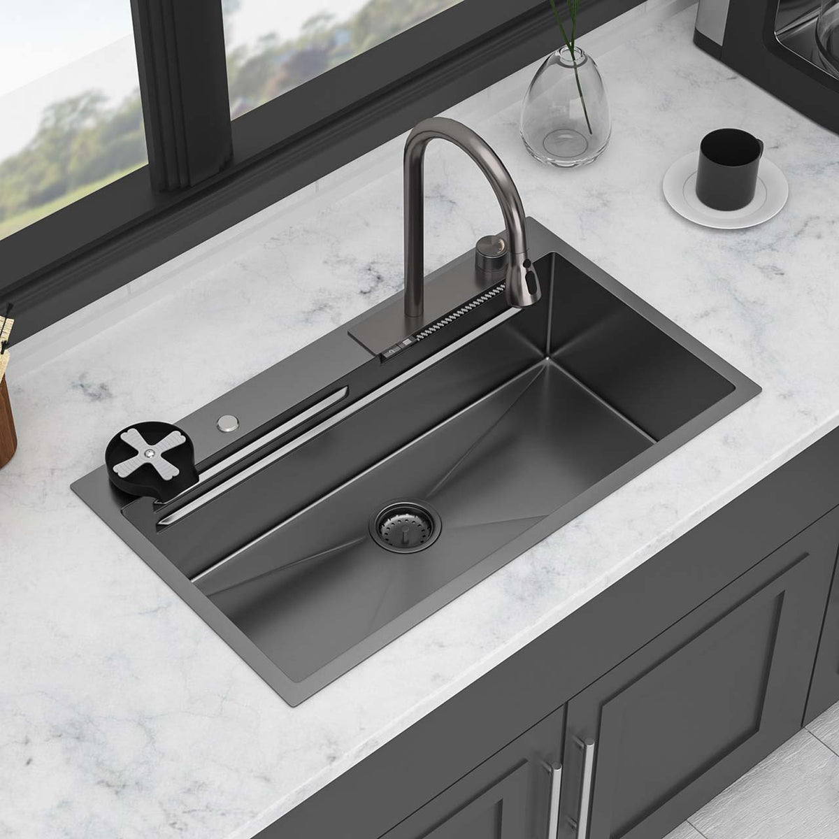 RAINLEX Undermount Single Bowl Workstation Sink in Stainless Steel