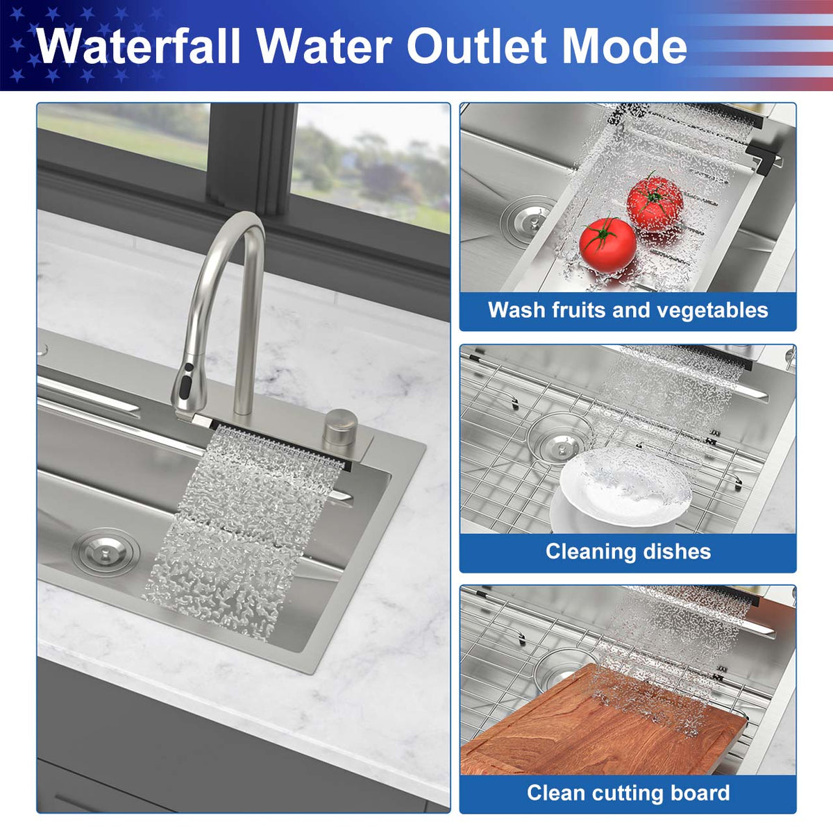 RAINLEX Undermount Single Bowl Workstation Sink in Stainless Steel