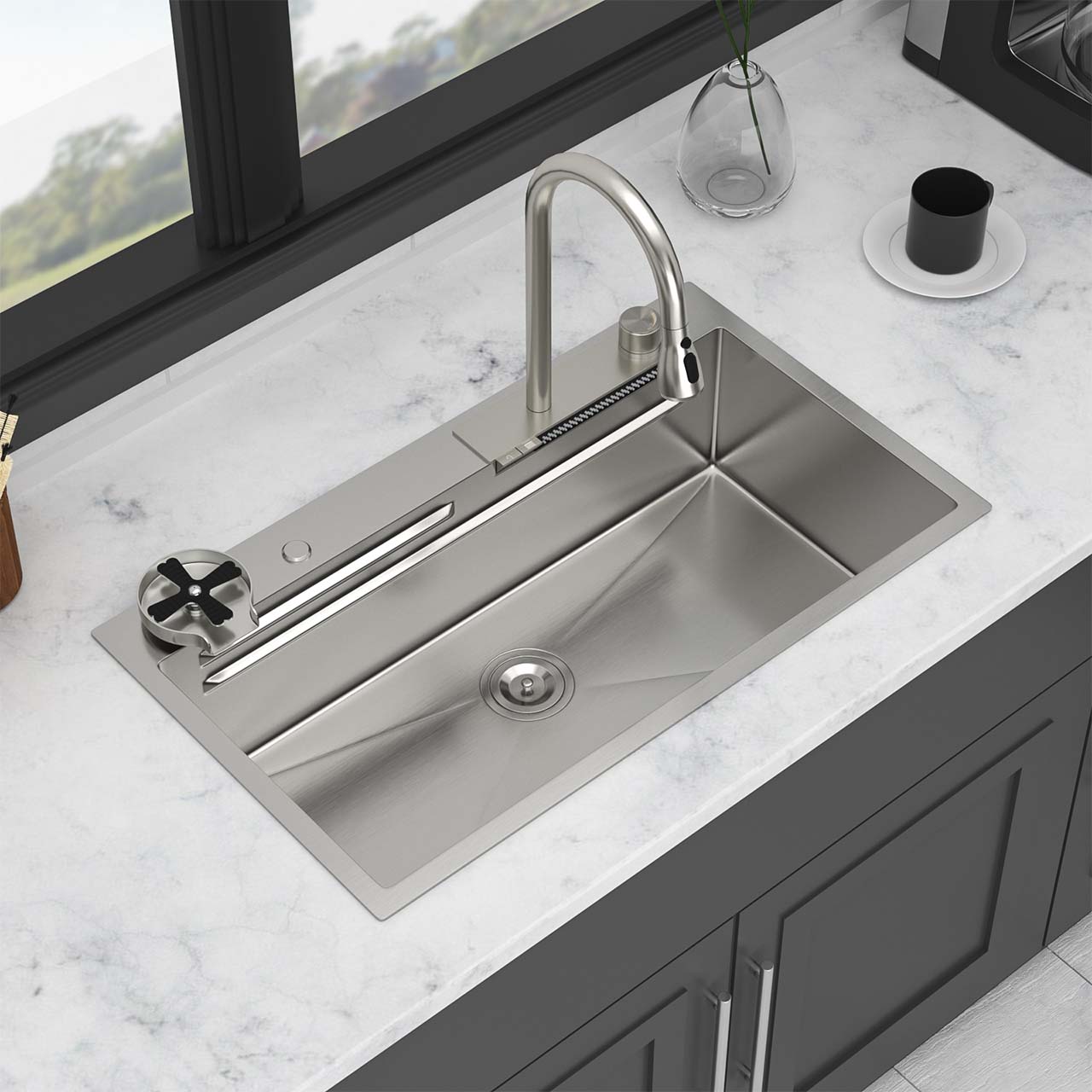 Undermount Single Bowl Workstation Sink, Stainless Steel
