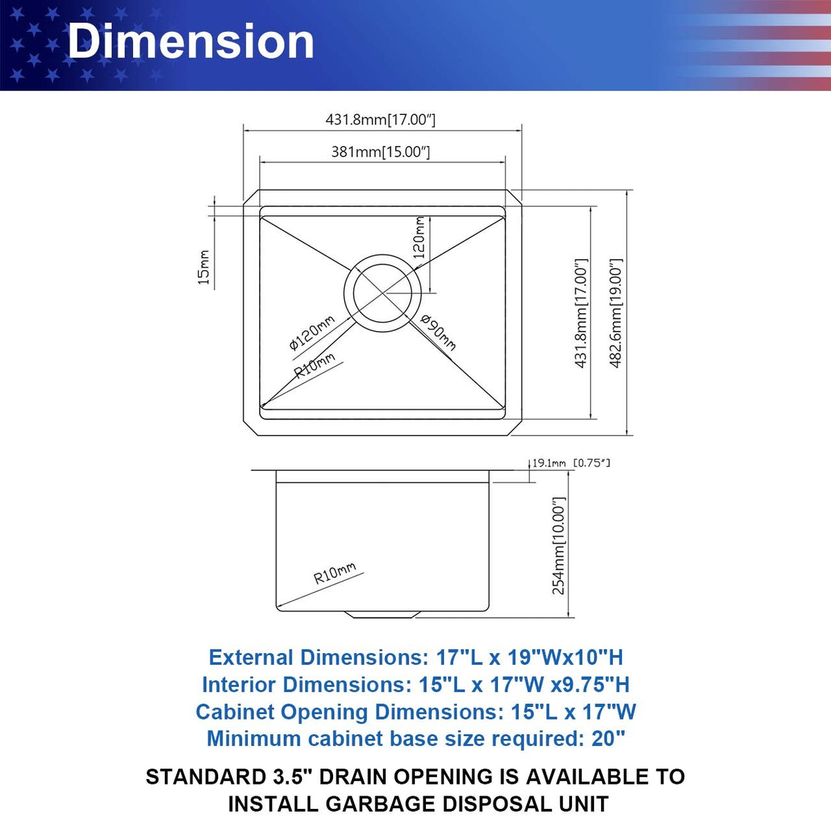 RAINLEX 17 in. Undermount Single Bowl Workstation Sink