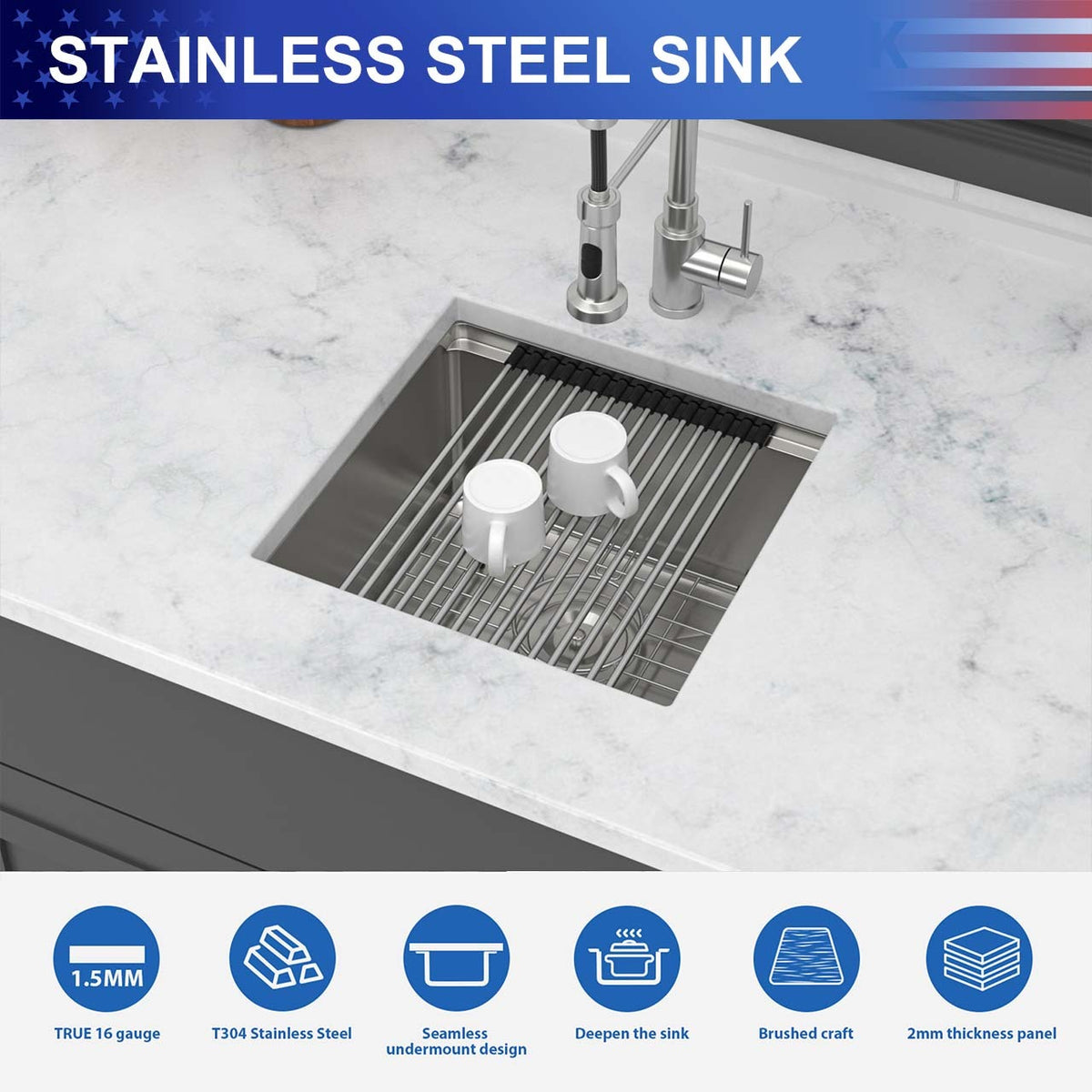RAINLEX 17 in. Undermount Single Bowl Workstation Sink