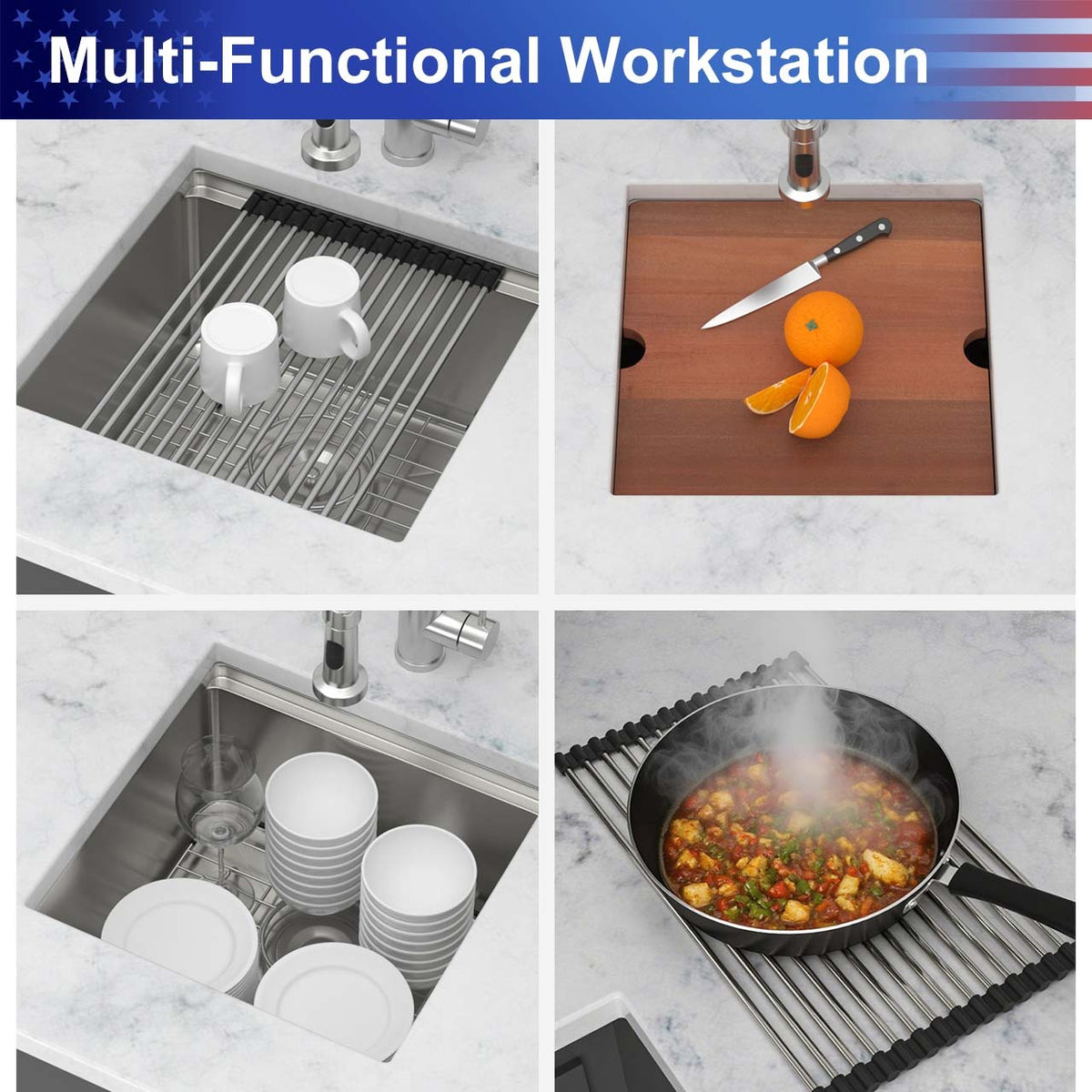 RAINLEX 17 in. Undermount Single Bowl Workstation Sink