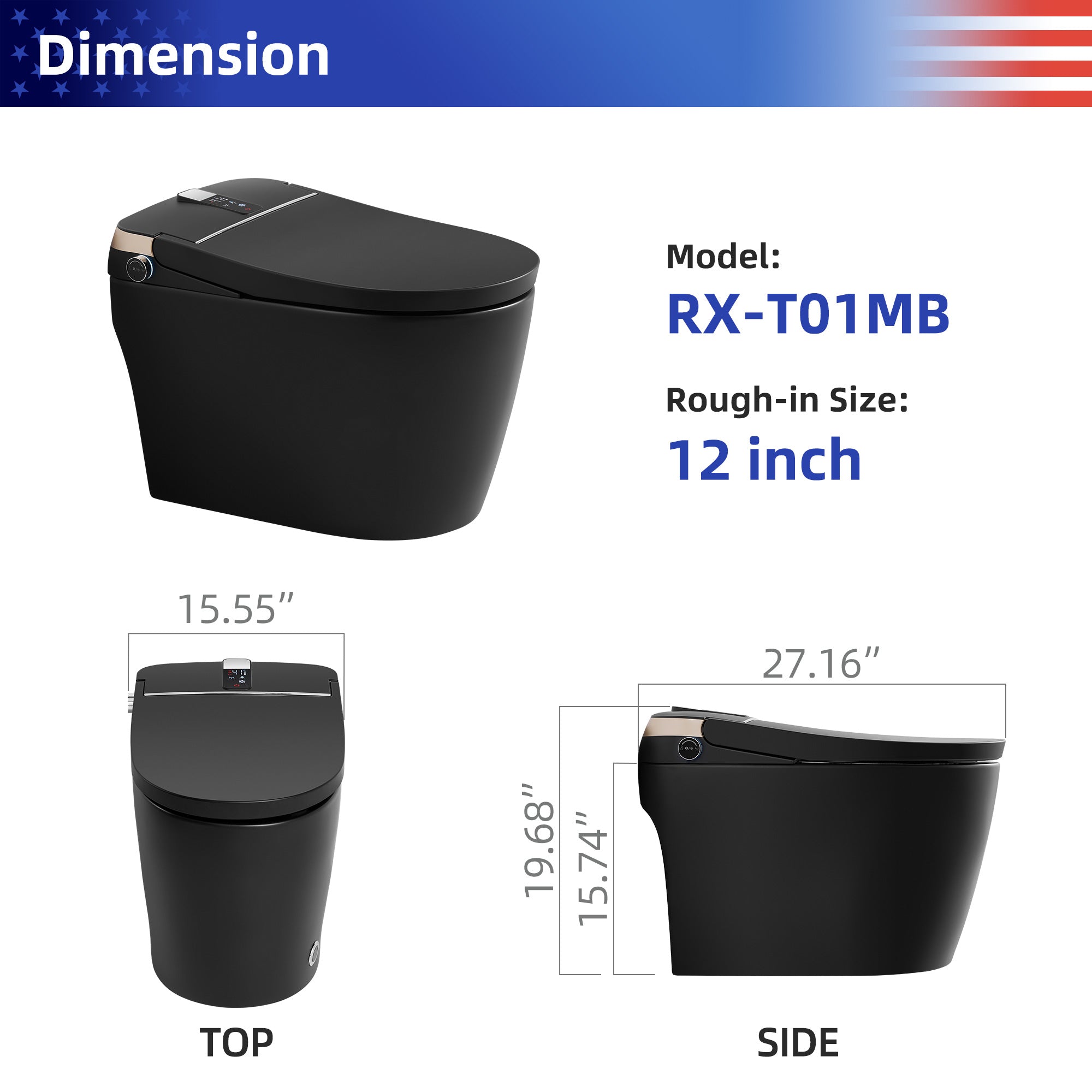 Toilettes intelligentes avec bidet intégré RX-T01MB