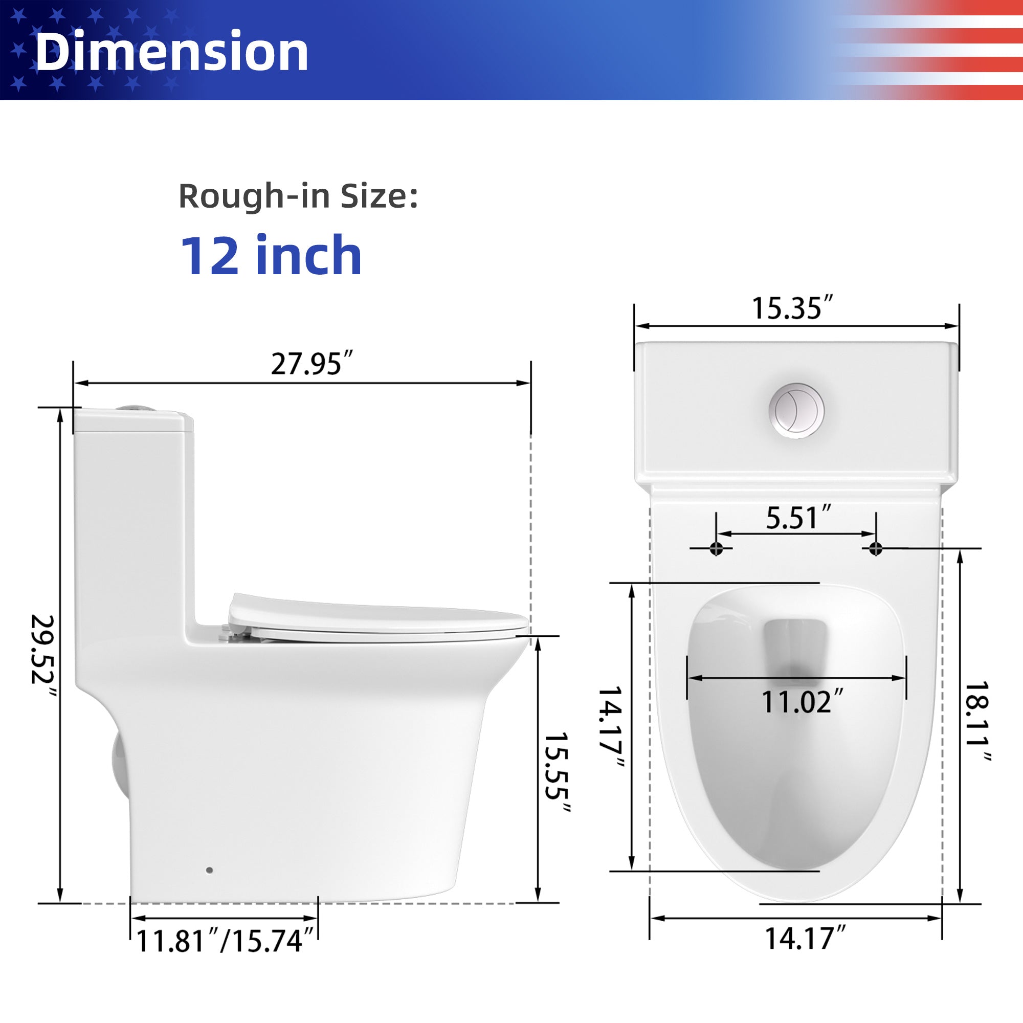 Toilette monobloc en blanc RX-T08W
