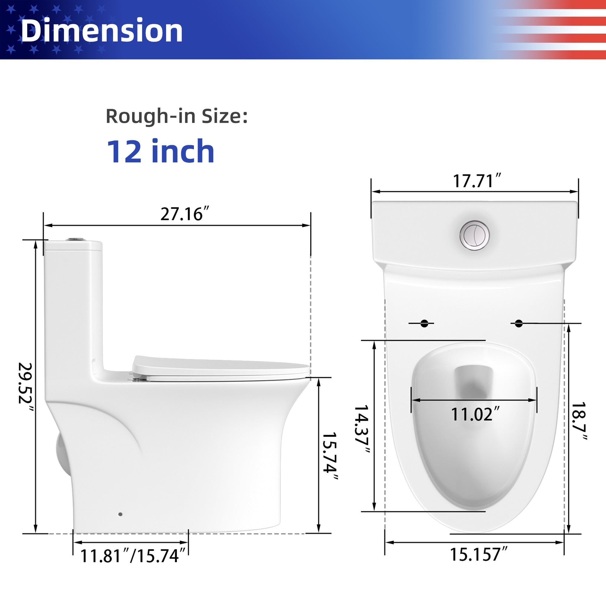 One-piece Toilet in White RX-T10W