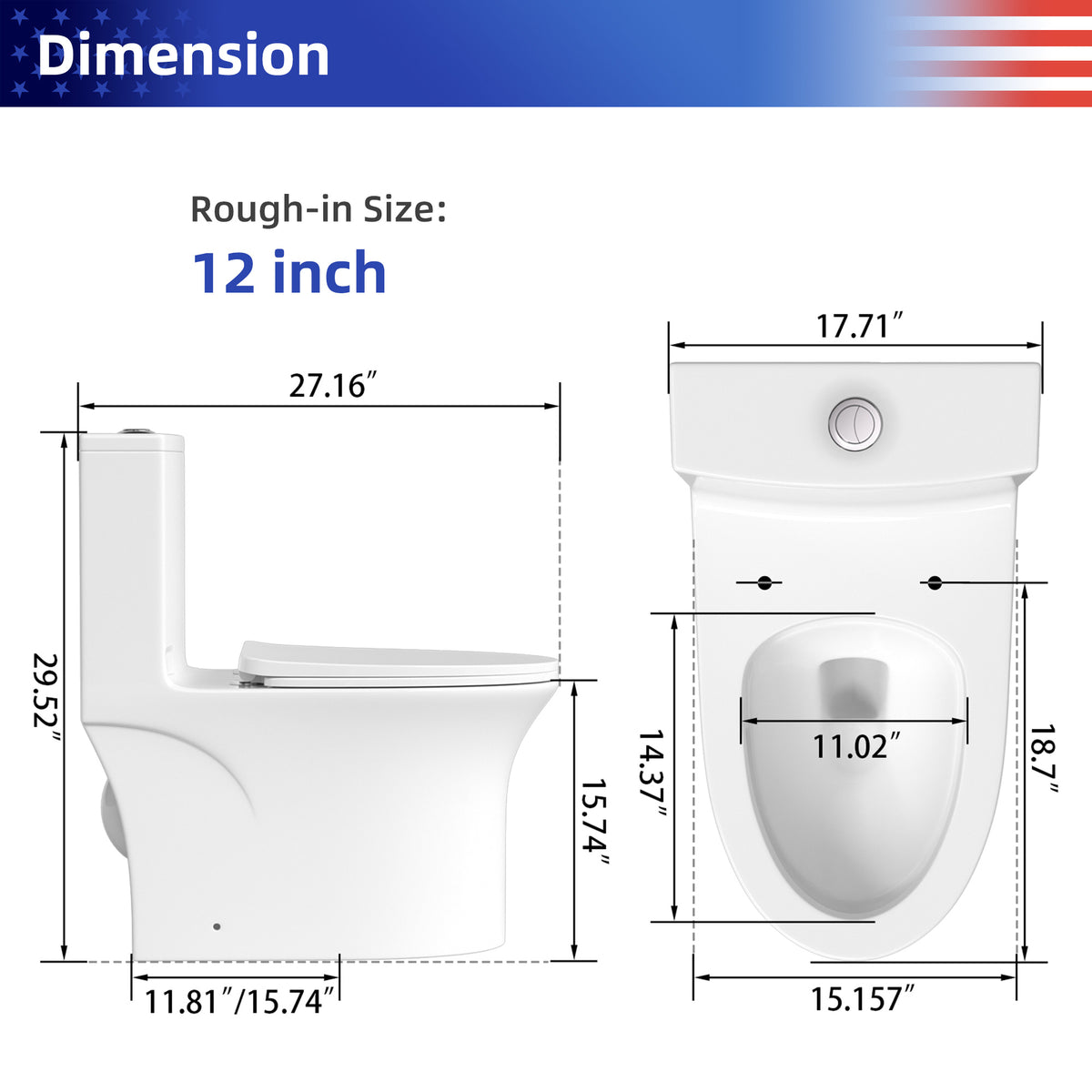 Toilette monobloc en blanc RX-T10W