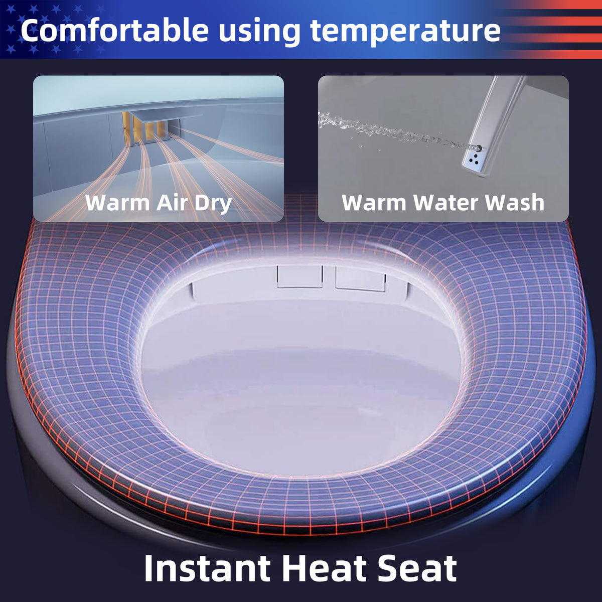 RAINLEX Smart Toilet with Built-In Bidet, White (T12)
