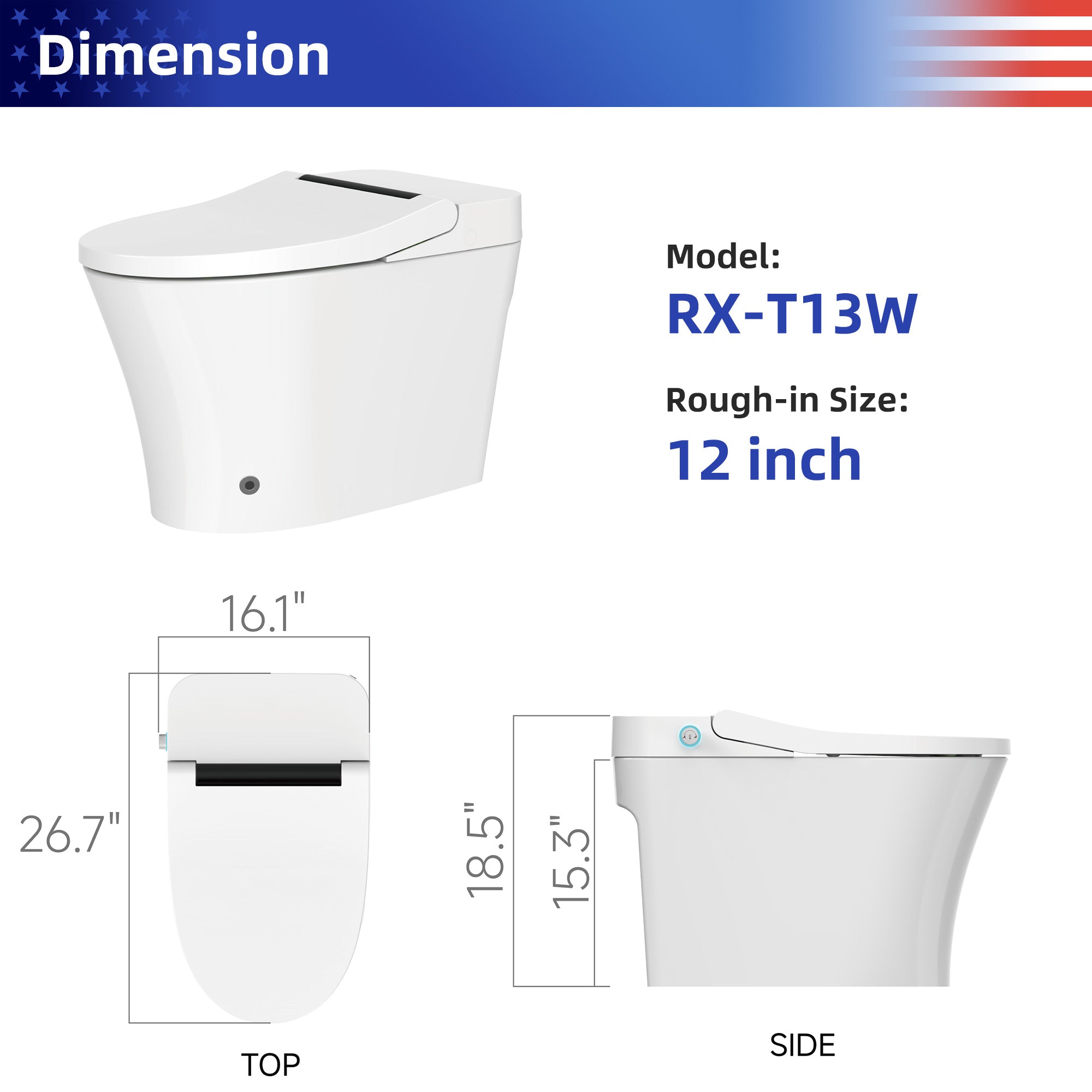 Toilettes intelligentes avec bidet intégré RX-T13W
