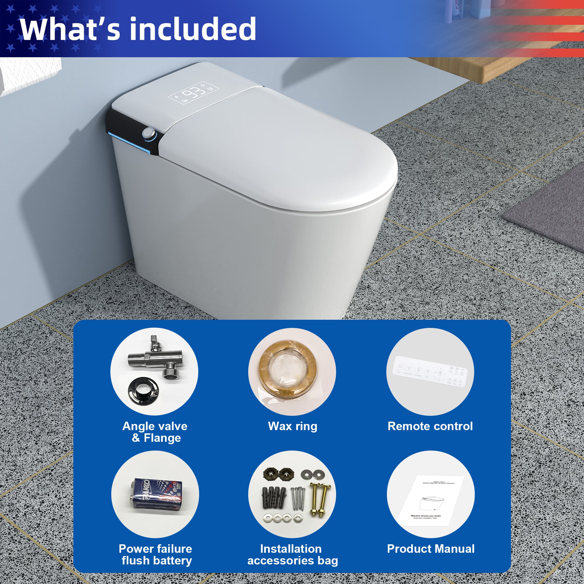 Smart Toilet with Built-In Bidet, White (T17)