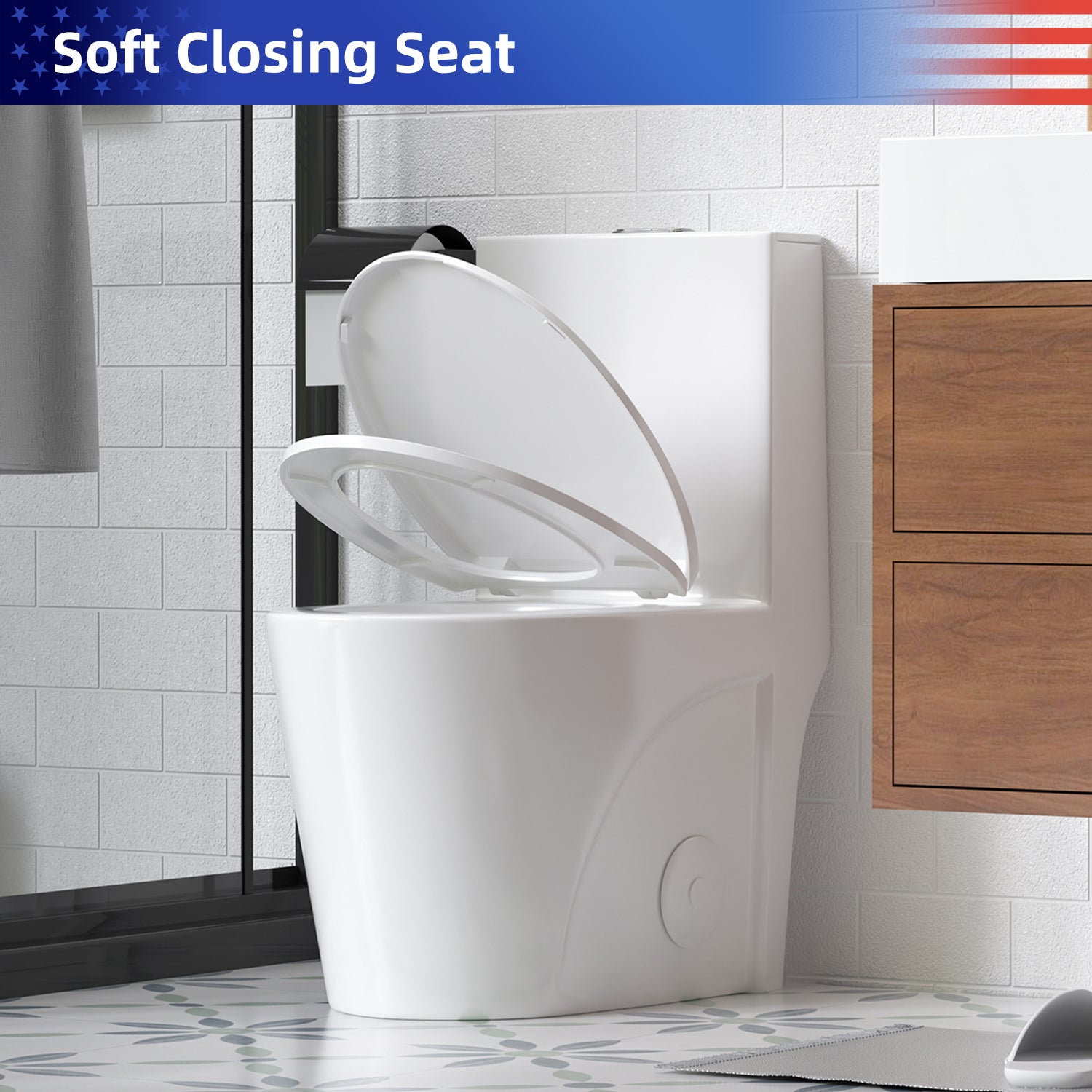 1.28/0.8 GPF Tornado Flush One-Piece Toilet, Elongated Siphonic S-Trap 12" Toilet with Soft Close Seat, Dual Flush, MAP 1000g, ADA Chair Height 17"