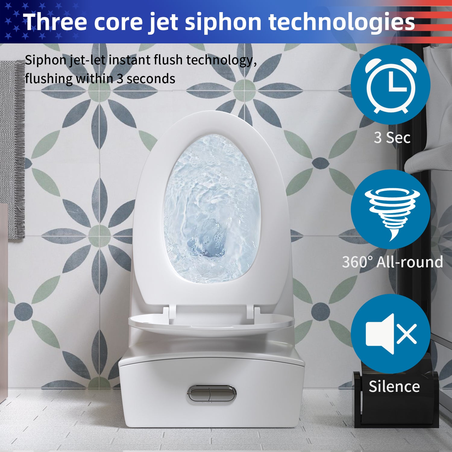 1.28/0.8 GPF Tornado Flush One-Piece Toilet, Elongated Siphonic S-Trap 12" Toilet with Soft Close Seat, Dual Flush, MAP 1000g, ADA Chair Height 17"