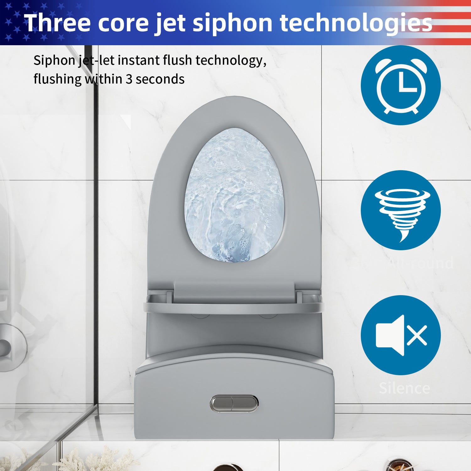 1.28/0.8 GPF Tornado Flush One-Piece Toilet, Elongated Siphonic S-Trap 12" Toilet with Soft Close Seat, Dual Flush, MAP 1000g, ADA Chair Height 17"