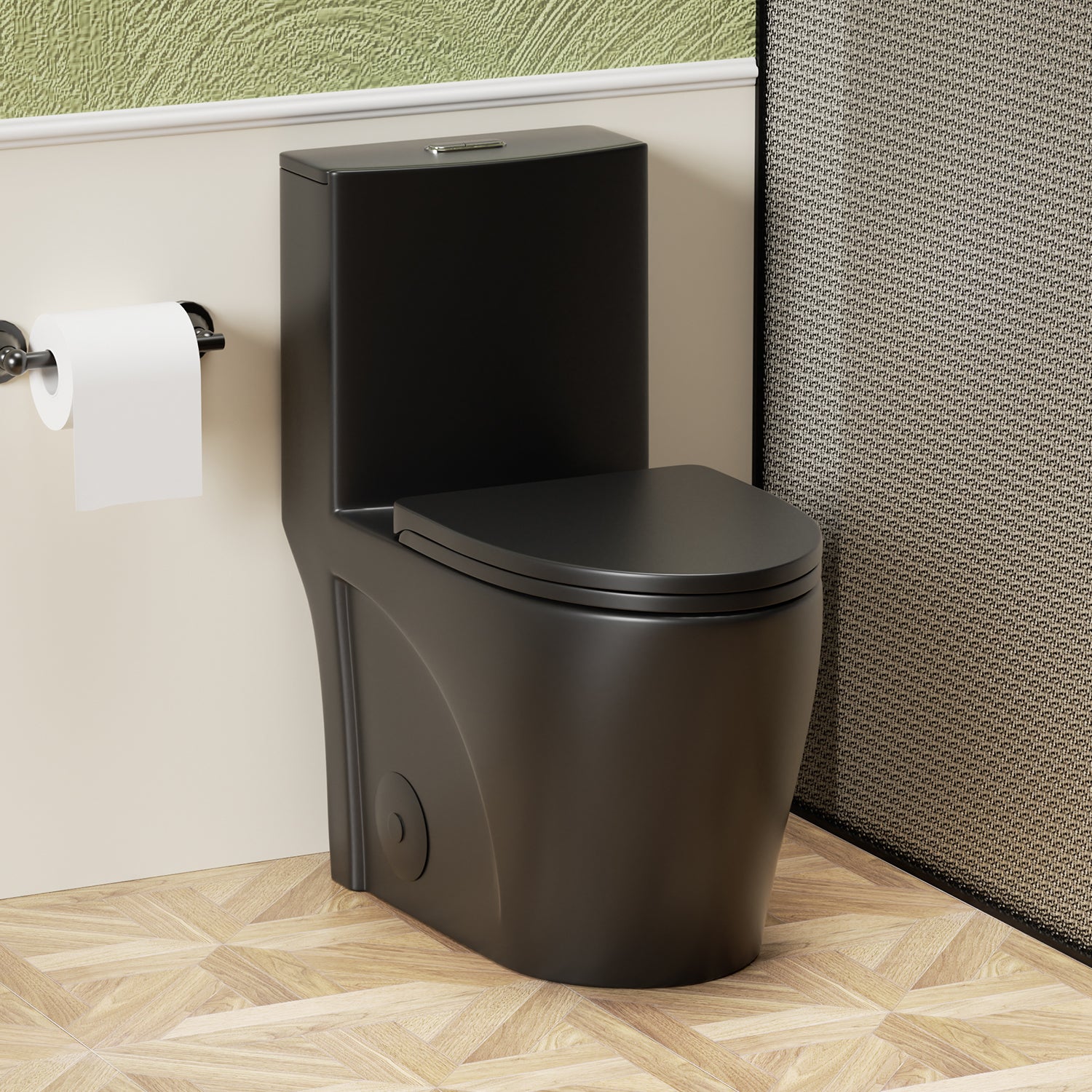 1.28/0.8 GPF Tornado Flush One-Piece Toilet, Elongated Siphonic S-Trap 12" Toilet with Soft Close Seat, Dual Flush, MAP 1000g, ADA Chair Height 17"