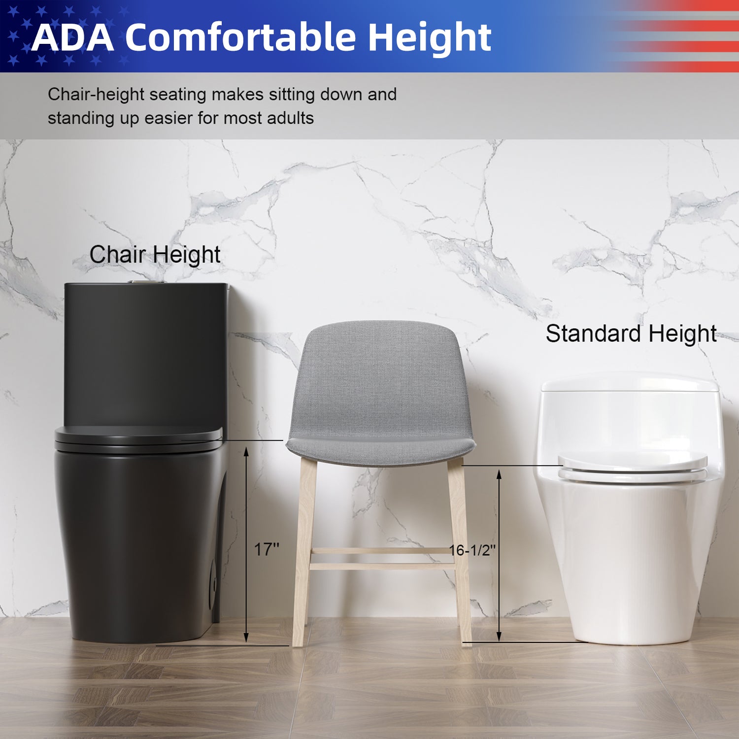 1.28/0.8 GPF Tornado Flush One-Piece Toilet, Elongated Siphonic S-Trap 12" Toilet with Soft Close Seat, Dual Flush, MAP 1000g, ADA Chair Height 17"
