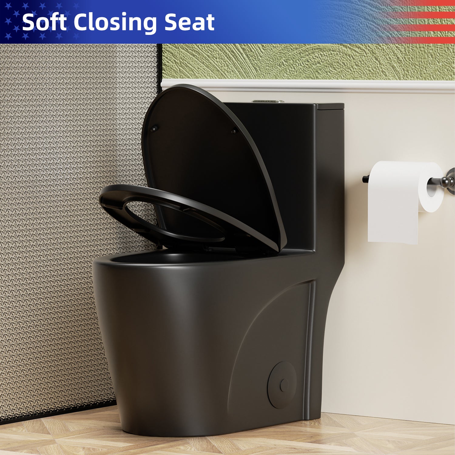 1.28/0.8 GPF Tornado Flush One-Piece Toilet, Elongated Siphonic S-Trap 12" Toilet with Soft Close Seat, Dual Flush, MAP 1000g, ADA Chair Height 17"