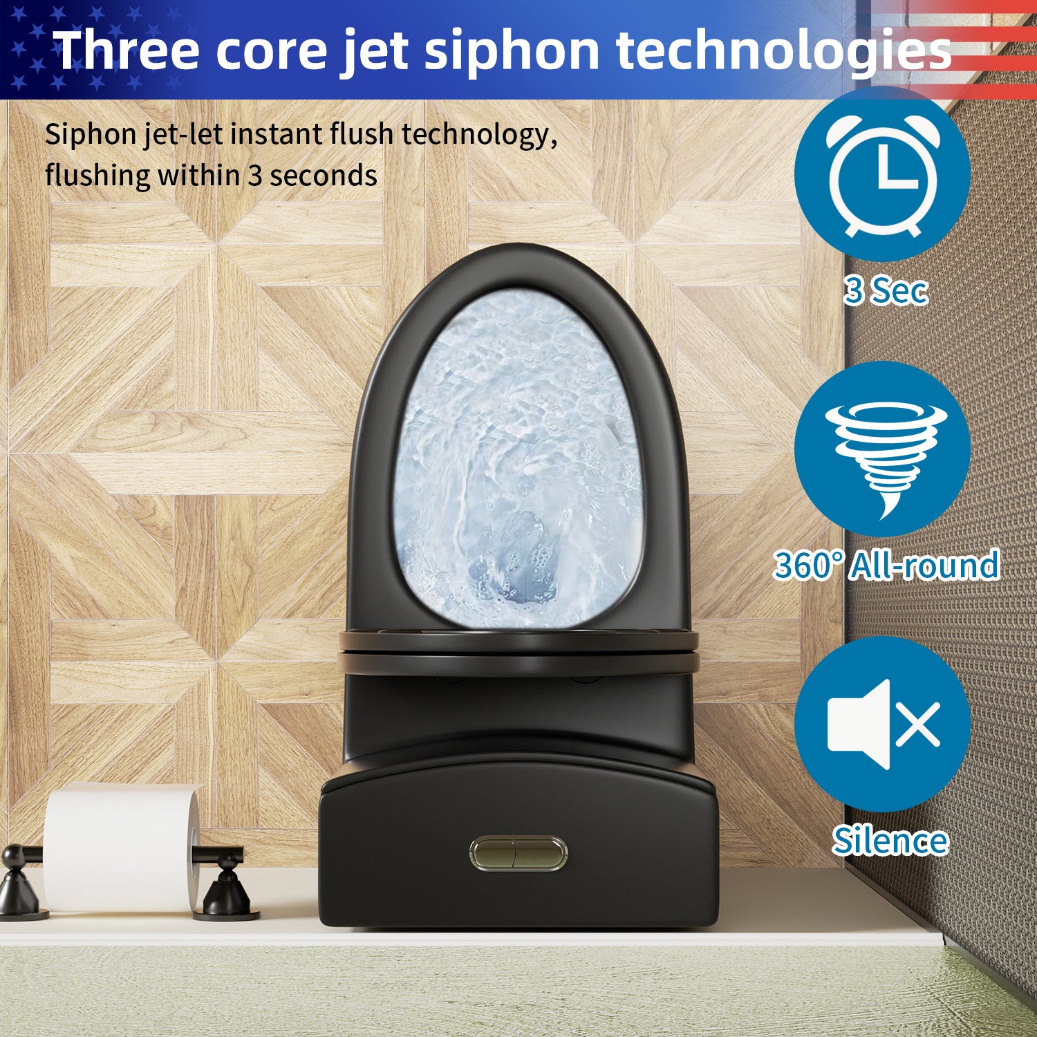 1.28/0.8 GPF Tornado Flush One-Piece Toilet, Elongated Siphonic S-Trap 12" Toilet with Soft Close Seat, Dual Flush, MAP 1000g, ADA Chair Height 17"