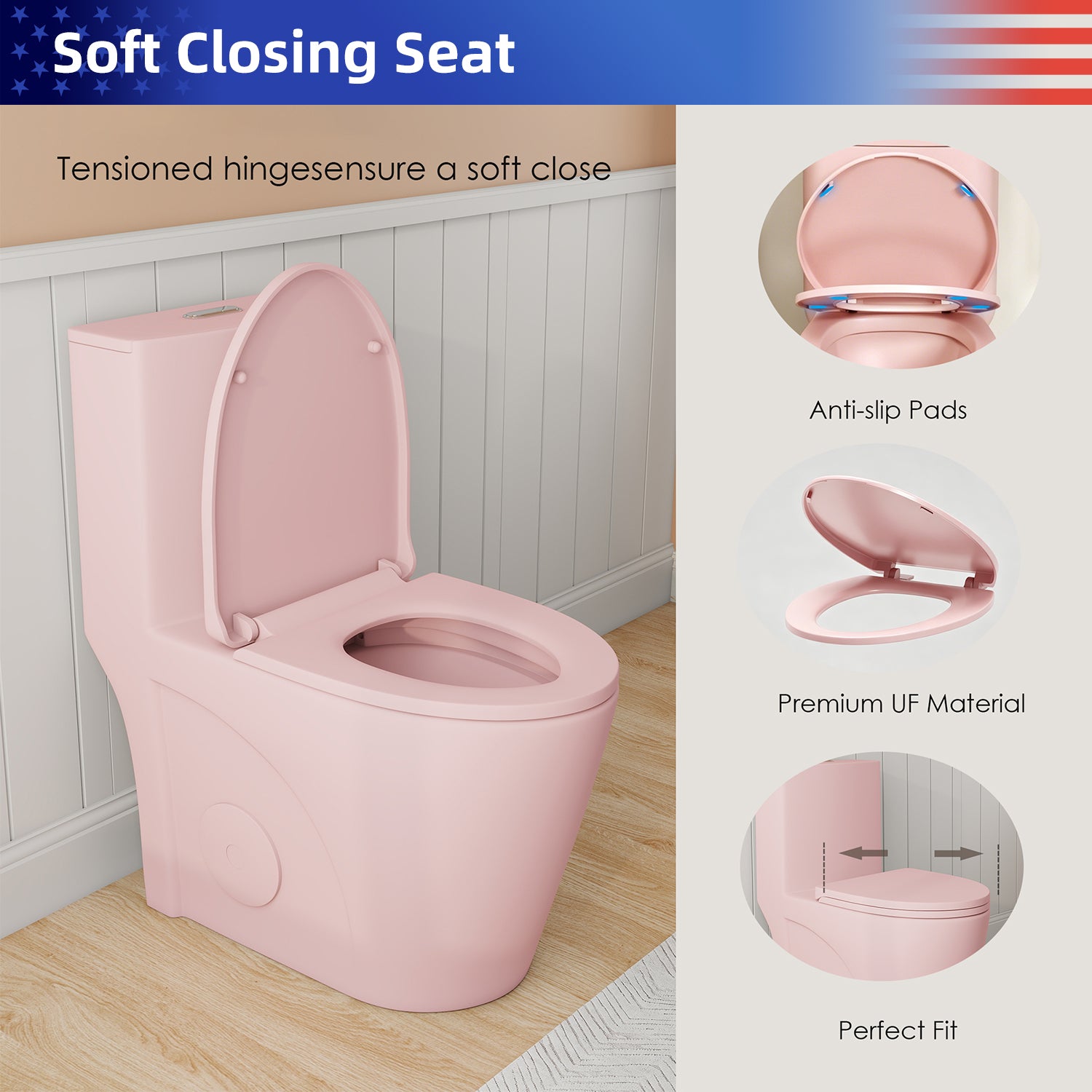 1.28/0.8 GPF Tornado Flush One-Piece Toilet, Elongated Siphonic S-Trap 12" Toilet with Soft Close Seat, Dual Flush, MAP 1000g, ADA Chair Height 17"