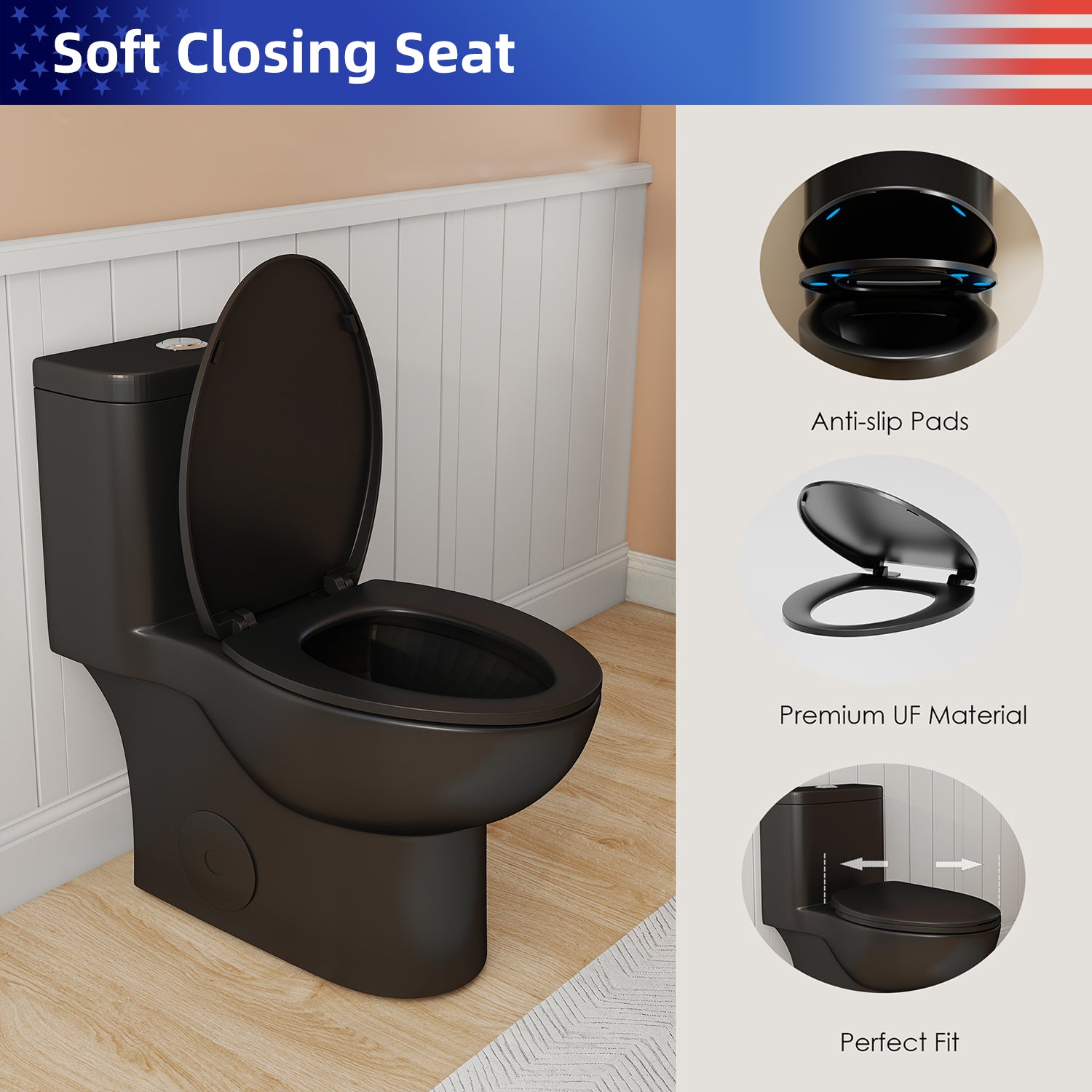 1.28/0.8 GPF Tornado Flush One-Piece Toilet, Rimless Siphonic Dual Flush Toilet with Soft Close Seat, Semi-Elongated Bowl, 12" S-Trap, MAP 1000g, ADA Comfort Height 17"