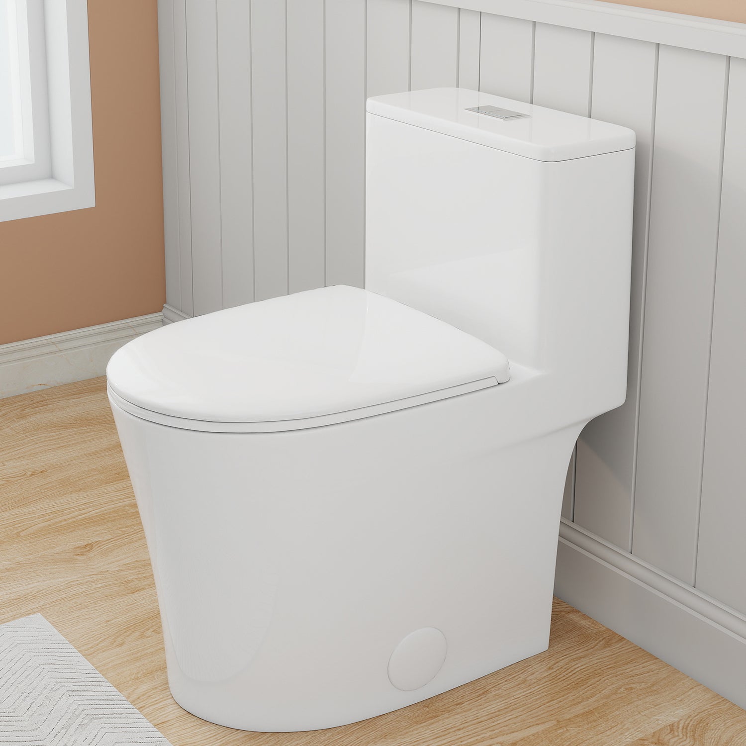 Gloss White 1.28/0.8 GPF Tornado Flush One-Piece Toilet, Rimless Siphonic Dual Flush Toilet with Soft Close Seat, Semi-Elongated Bowl, 12" S-Trap, MAP 1000g, ADA Comfort Height 17"