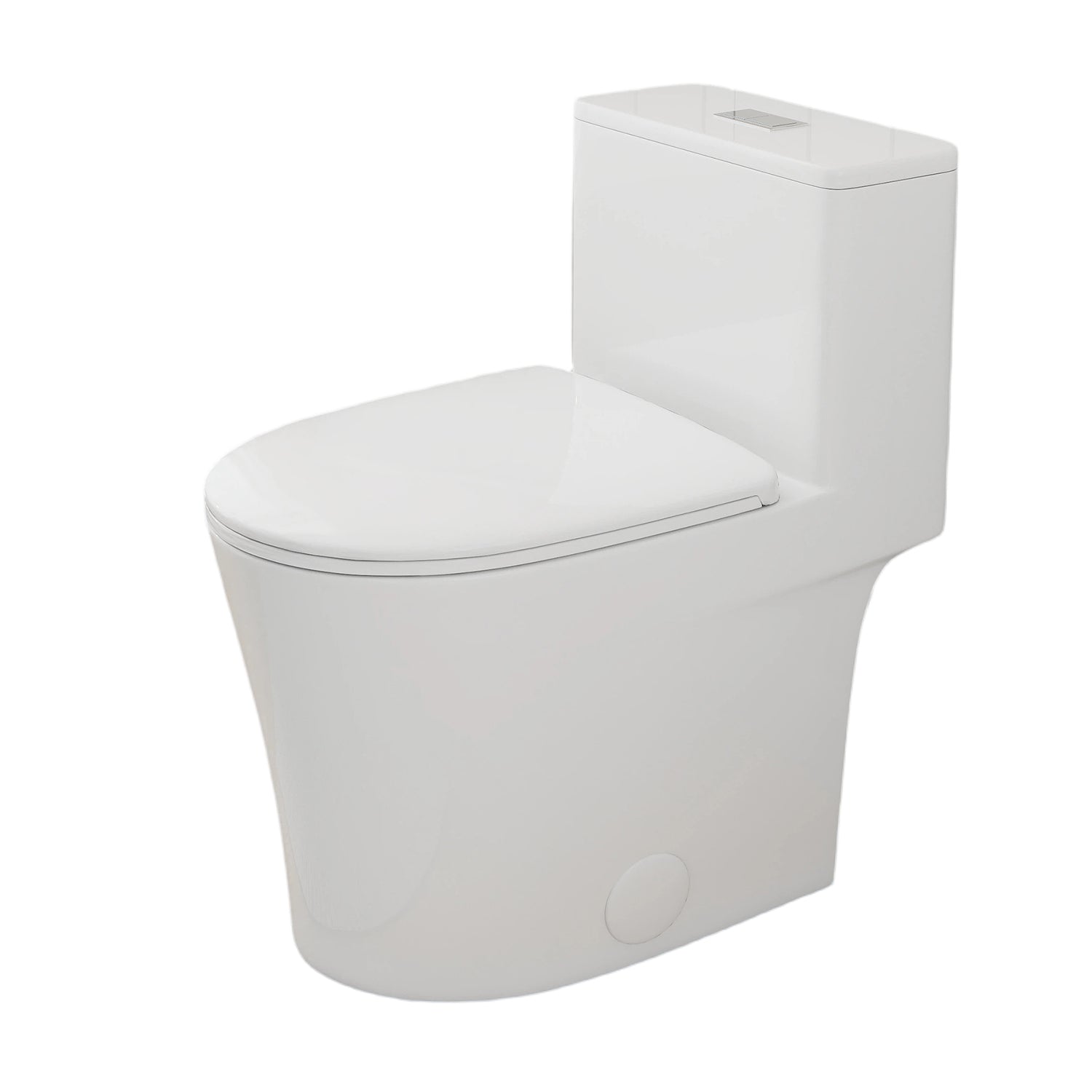 Gloss White 1.28/0.8 GPF Tornado Flush One-Piece Toilet, Rimless Siphonic Dual Flush Toilet with Soft Close Seat, Semi-Elongated Bowl, 12" S-Trap, MAP 1000g, ADA Comfort Height 17"