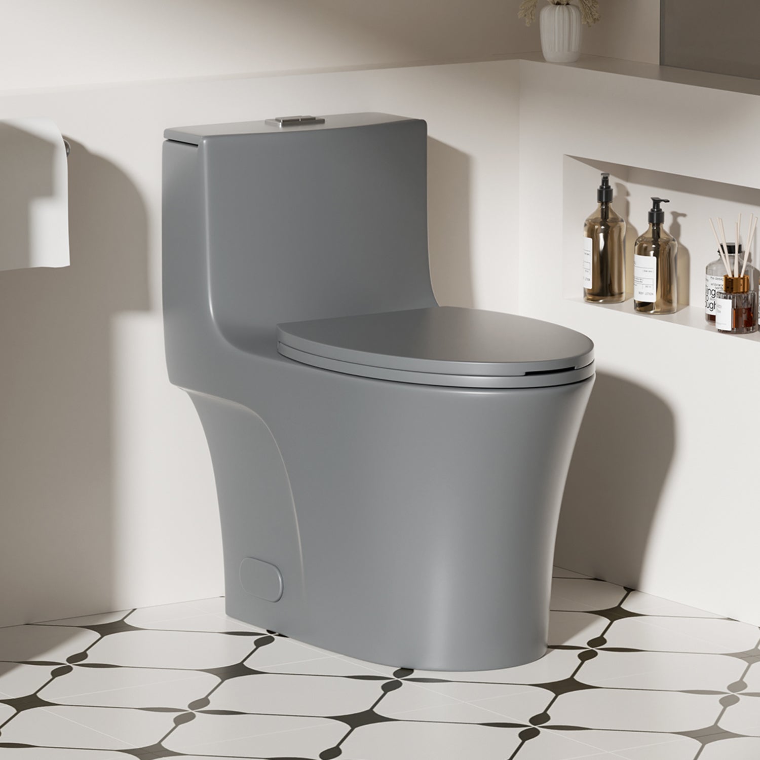 1.28/0.8 GPF Tornado Flush One-Piece Elongated Toilet, Siphonic S-Trap 12", Soft-Close Quick-Release Seat, Top Button Dual Flush, MAP 1000g, ADA Comfort Height 17"