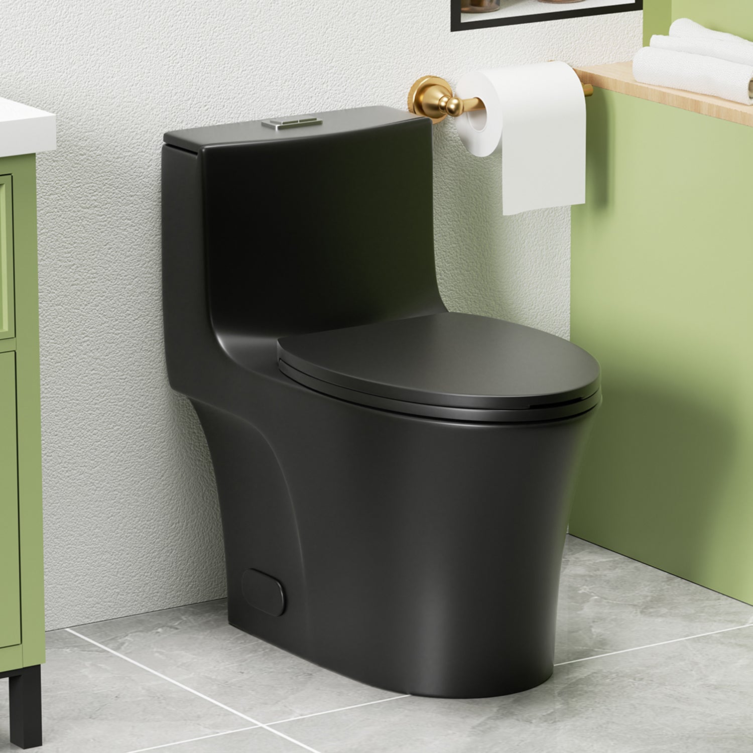 1.28/0.8 GPF Tornado Flush One-Piece Elongated Toilet, Siphonic S-Trap 12", Soft-Close Quick-Release Seat, Top Button Dual Flush, MAP 1000g, ADA Comfort Height 17"