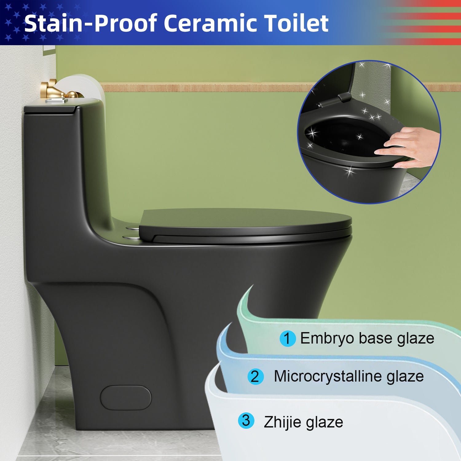 1.28/0.8 GPF Tornado Flush One-Piece Elongated Toilet, Siphonic S-Trap 12", Soft-Close Quick-Release Seat, Top Button Dual Flush, MAP 1000g, ADA Comfort Height 17"