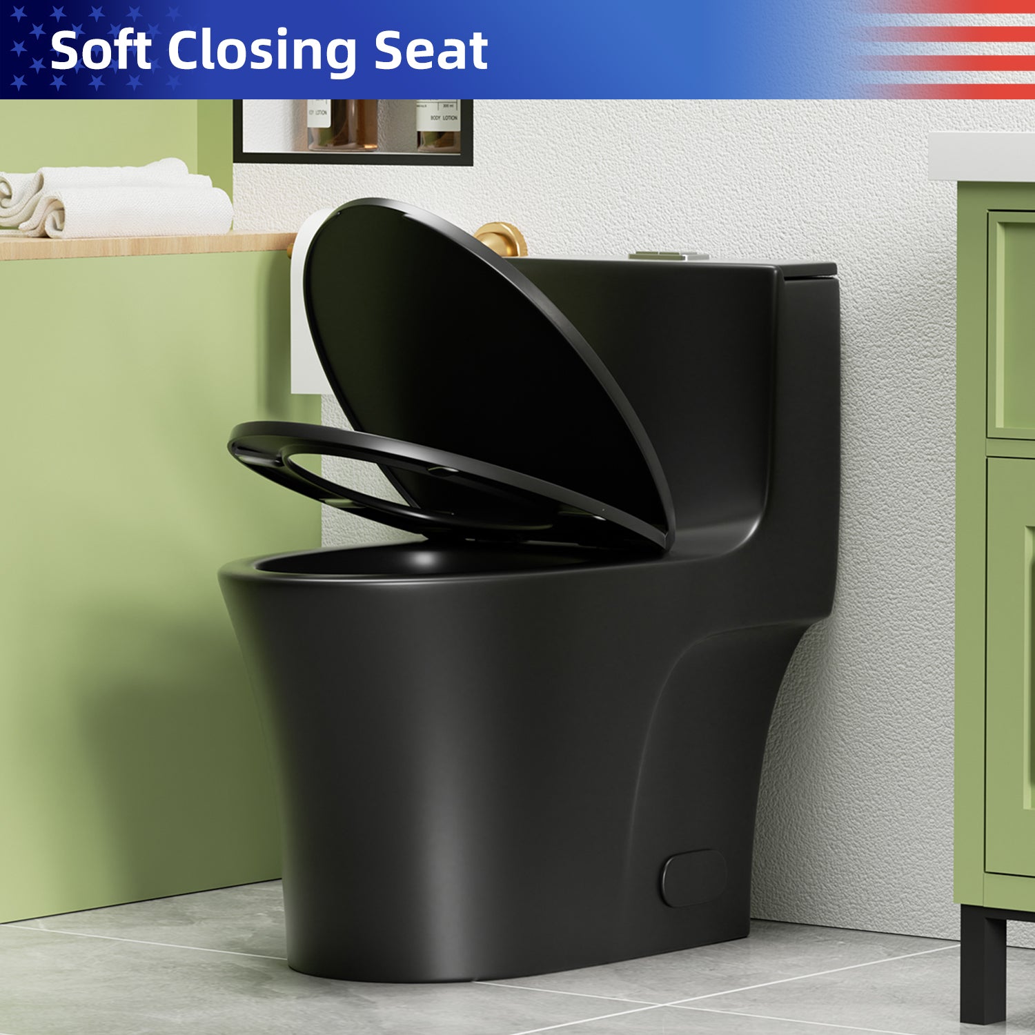 1.28/0.8 GPF Tornado Flush One-Piece Elongated Toilet, Siphonic S-Trap 12", Soft-Close Quick-Release Seat, Top Button Dual Flush, MAP 1000g, ADA Comfort Height 17"