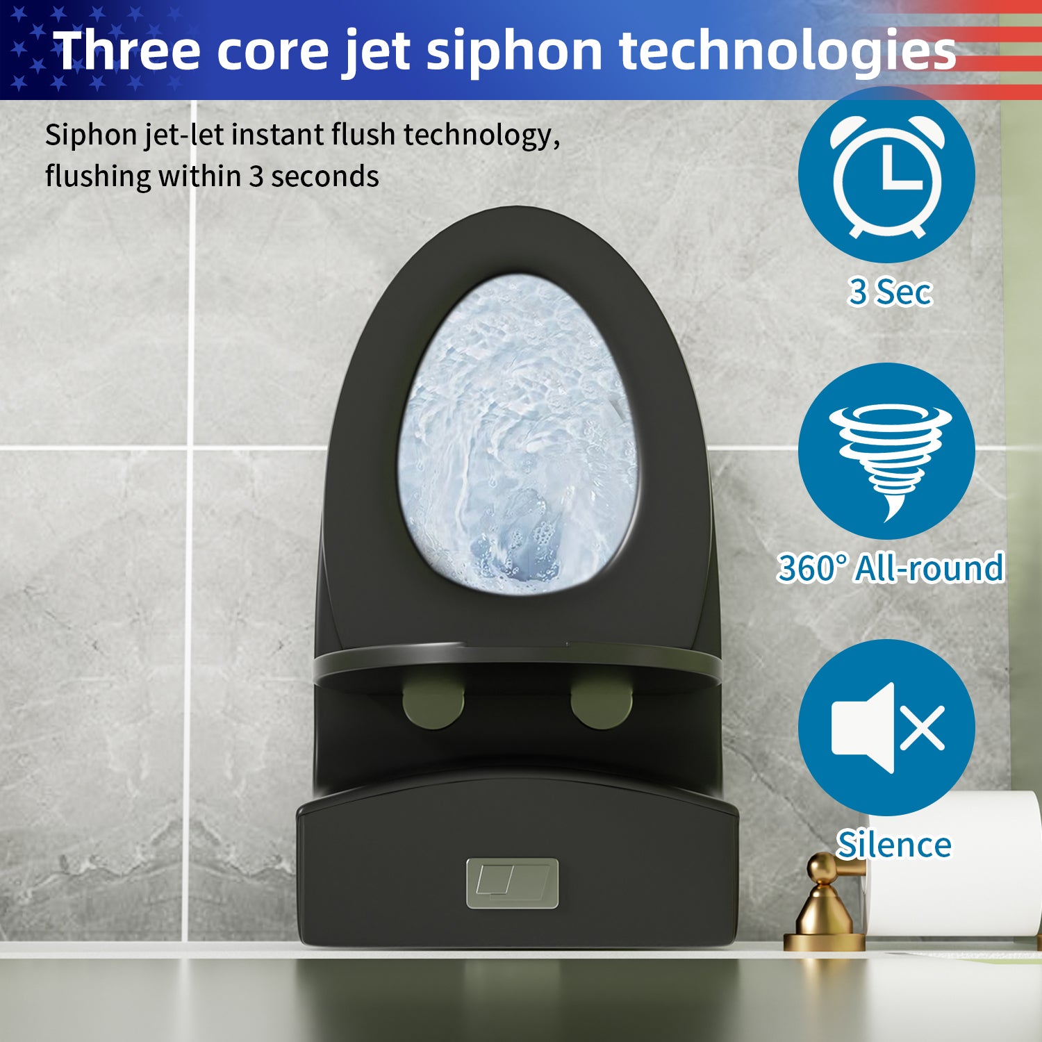 1.28/0.8 GPF Tornado Flush One-Piece Elongated Toilet, Siphonic S-Trap 12", Soft-Close Quick-Release Seat, Top Button Dual Flush, MAP 1000g, ADA Comfort Height 17"