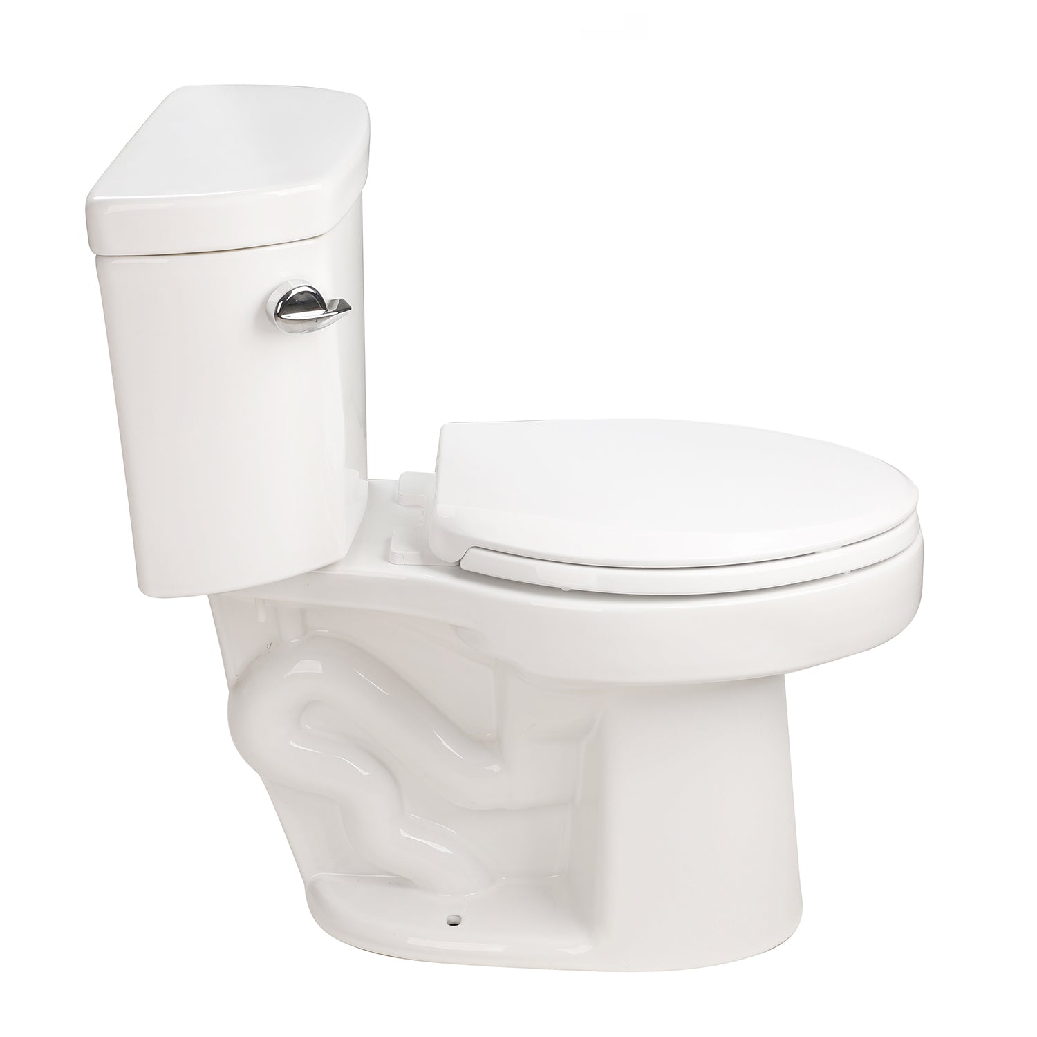 Gloss White 1.28 GPF Tornado Flush Two-Piece Toilet, Elongated Rimless Bowl, Siphonic Single Flush with Side Lever, Soft-Close Seat, 17" ADA Comfort Height, 12" S-Trap