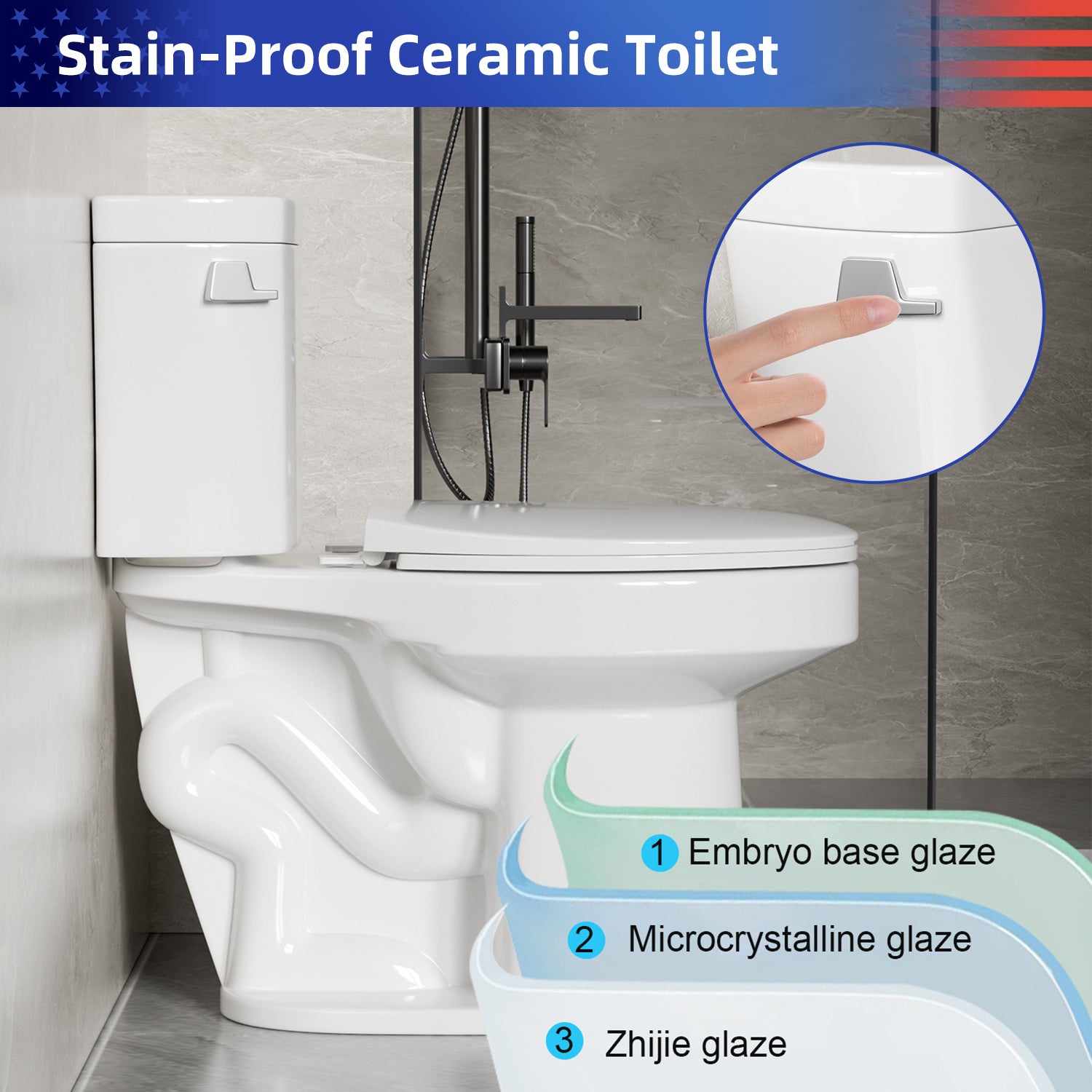 Gloss White 1.28 GPF Tornado Flush Two-Piece Toilet, Elongated Rimless Bowl, Siphonic Single Flush with Side Lever, Soft-Close Seat, 17" ADA Comfort Height, 12" S-Trap