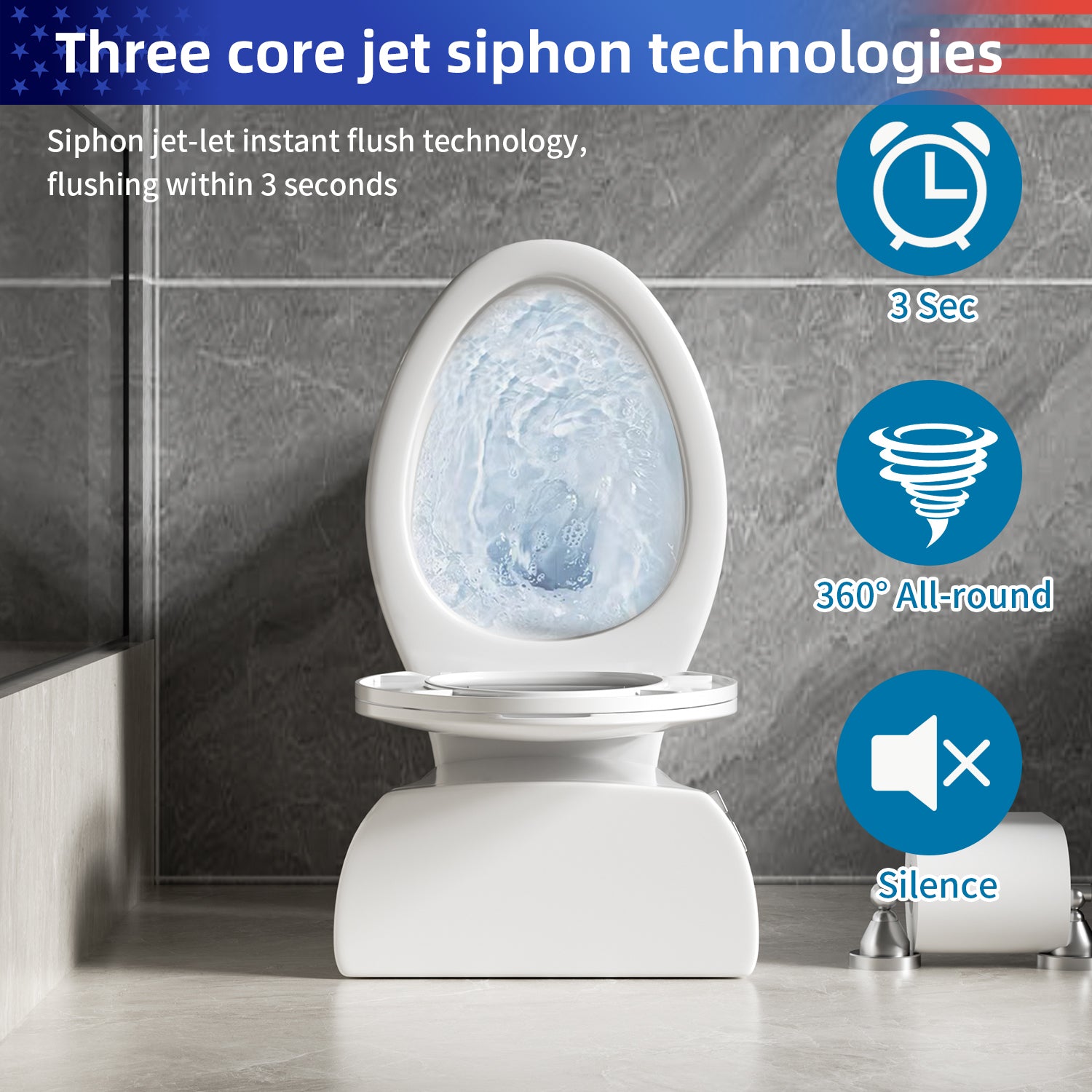Gloss White 1.28 GPF Tornado Flush Two-Piece Toilet, Elongated Rimless Bowl, Siphonic Single Flush with Side Lever, Soft-Close Seat, 17" ADA Comfort Height, 12" S-Trap
