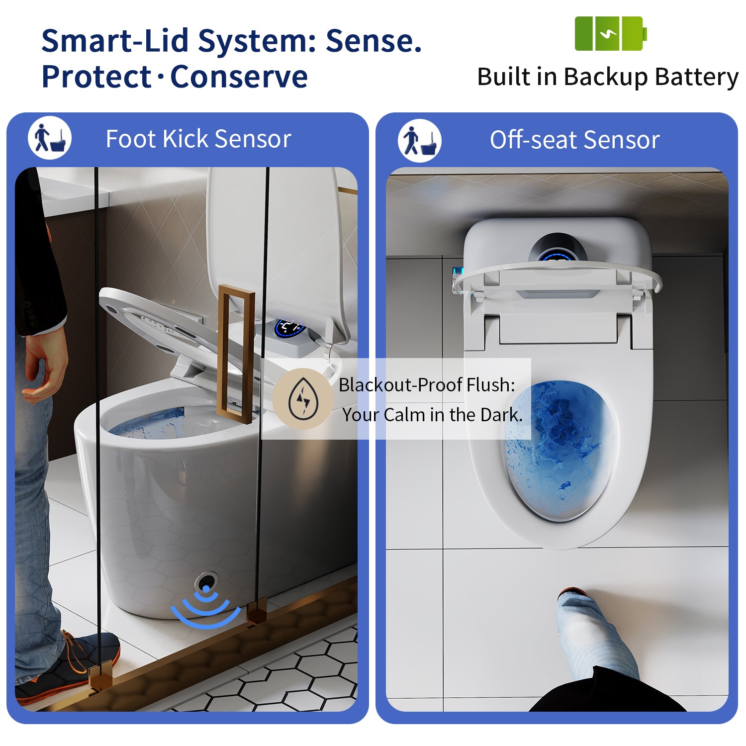 Smart Toilet Bidet Combo with Foot Sensor Open Cover & Seat, 1.28 GPF Siphon Jet Flush, Self-Cleaning Nozzle, 3-Level Heated Seat, Warm Air Dryer, Night Light, LED Display, Auto Flush, Soft-Close Seat, Remote & Knob Control