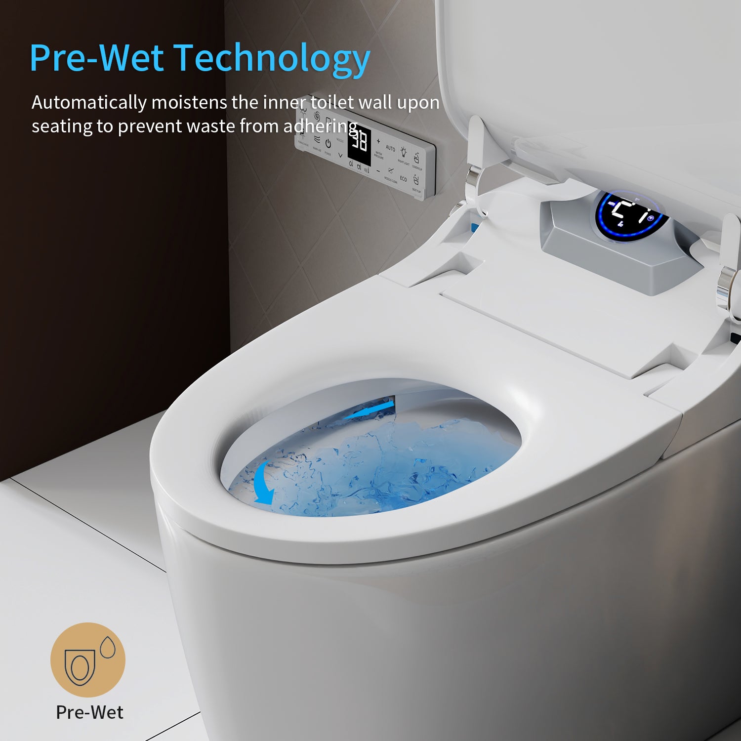 Smart Toilet Bidet Combo with Foot Sensor Open Cover & Seat, 1.28 GPF Siphon Jet Flush, Self-Cleaning Nozzle, 3-Level Heated Seat, Warm Air Dryer, Night Light, LED Display, Auto Flush, Soft-Close Seat, Remote & Knob Control