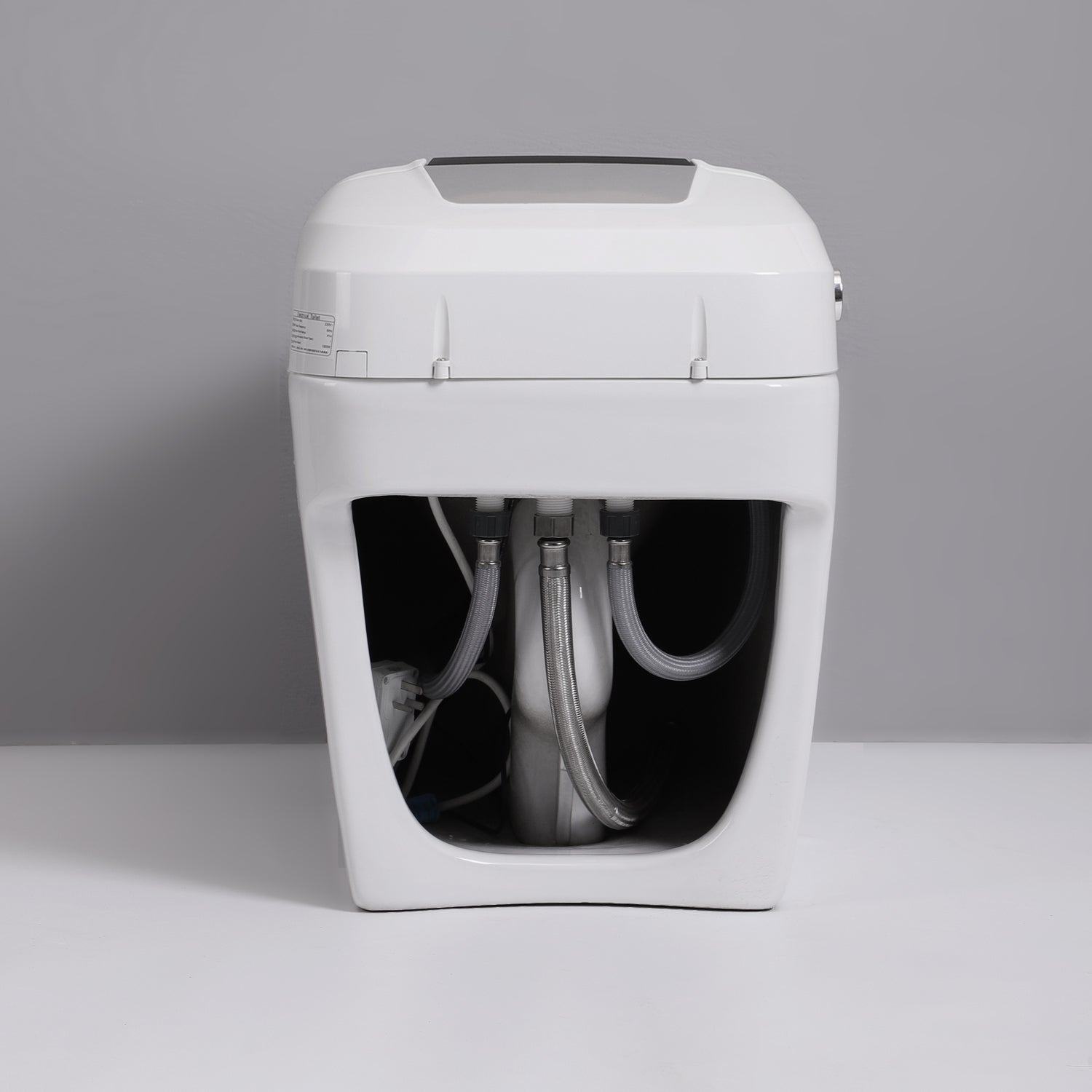 Smart Toilet Bidet Combo with Foot Sensor Open Cover & Seat, 1.28 GPF Siphon Jet Flush, Self-Cleaning Nozzle, Heated Seat, Warm Air Dryer, Night Light, LED Display, Remote & Knob Control, Auto Flush, Soft-Close Seat