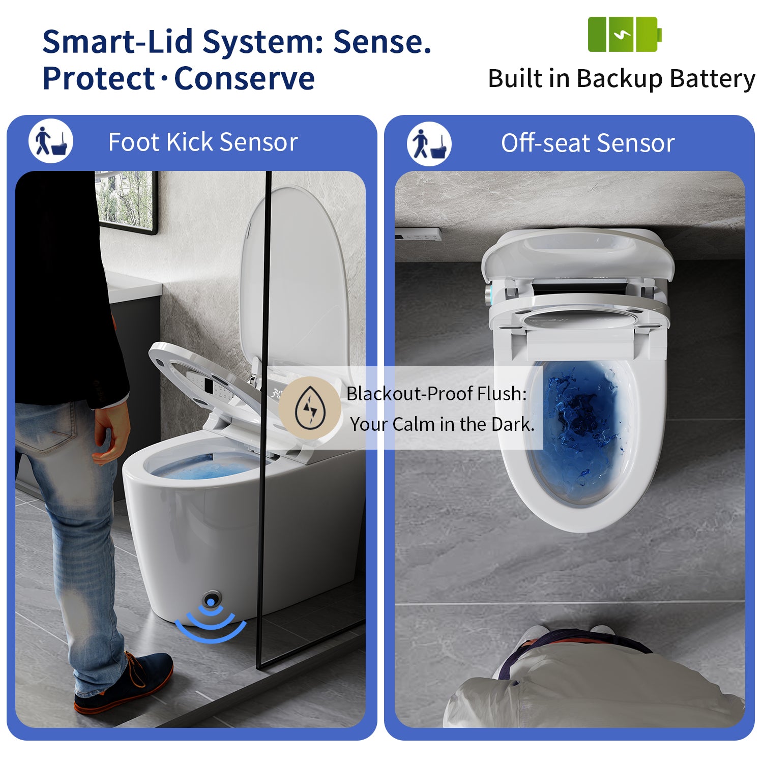 Smart Toilet Bidet Combo with Foot Sensor Open Cover & Seat, 1.28 GPF Siphon Jet Flush, Self-Cleaning Nozzle, Heated Seat, Warm Air Dryer, Night Light, LED Display, Remote & Knob Control, Auto Flush, Soft-Close Seat