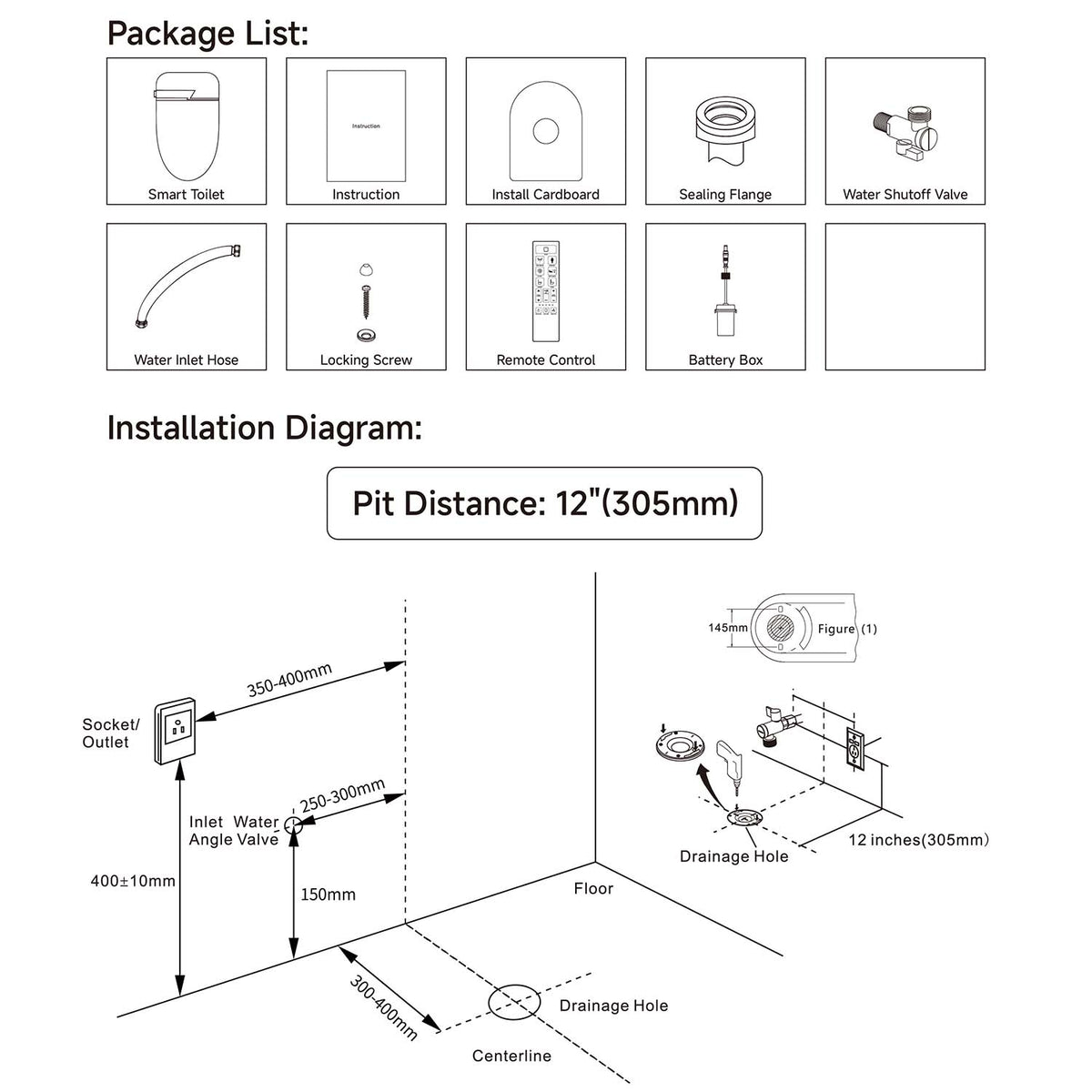 Rainlex Smart Toilet Bidet, One Piece Electric Toilet with Heated Seat, Auto Flush, Warm Air Dryer, Wireless Remote & Self Cleaning Nozzle (T31)