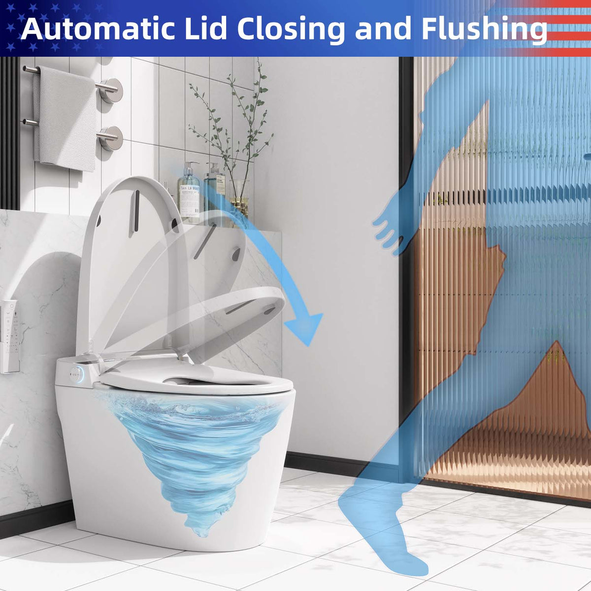 Rainlex Smart Toilet Bidet, One Piece Electric Toilet with Heated Seat, Auto Flush, Warm Air Dryer, Wireless Remote & Self Cleaning Nozzle (T31)