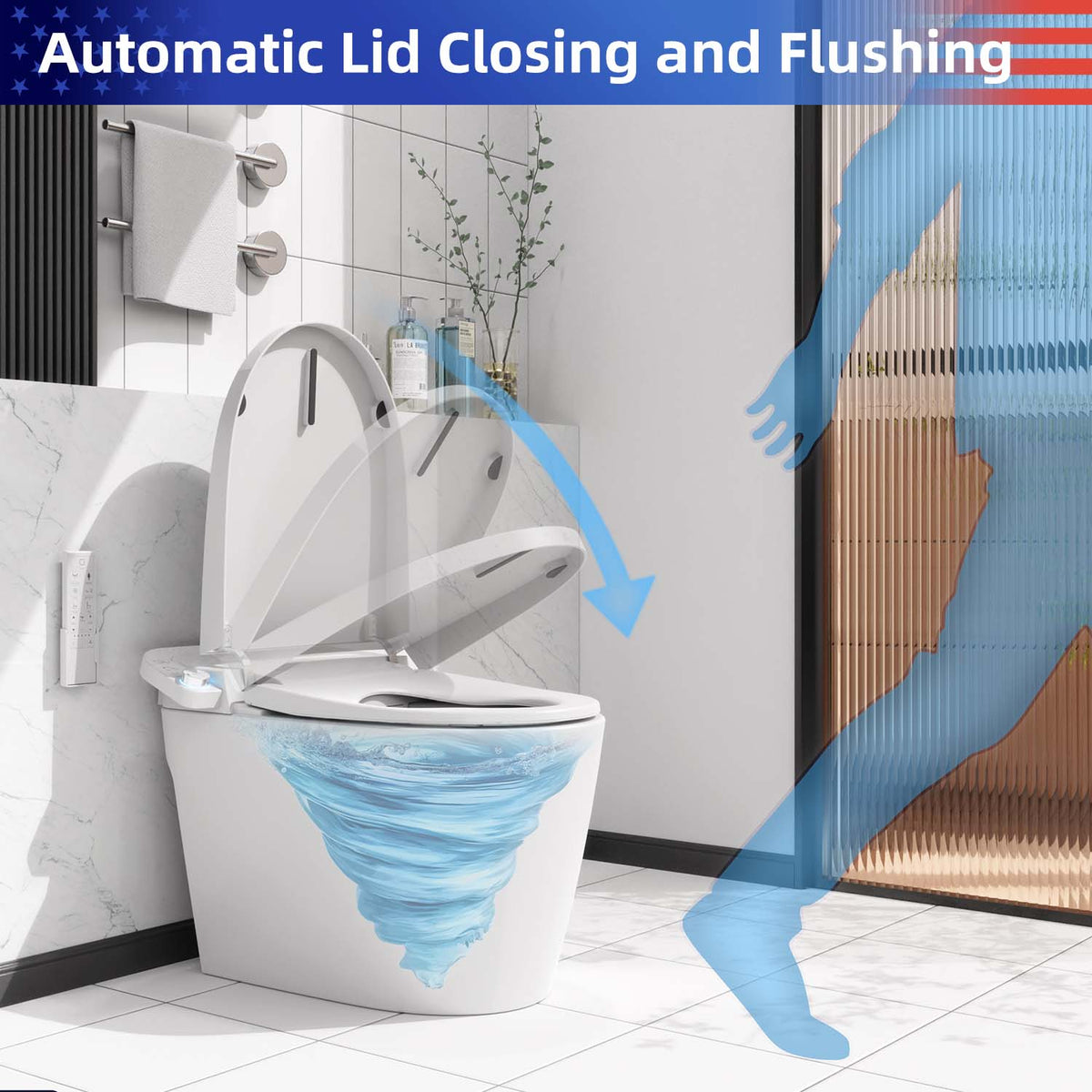 Rainlex Smart Toilet Bidet, One Piece Electric Toilet with Heated Seat, Auto Flush, Warm Air Dryer, Wireless Remote & Self Cleaning Nozzle (T32)