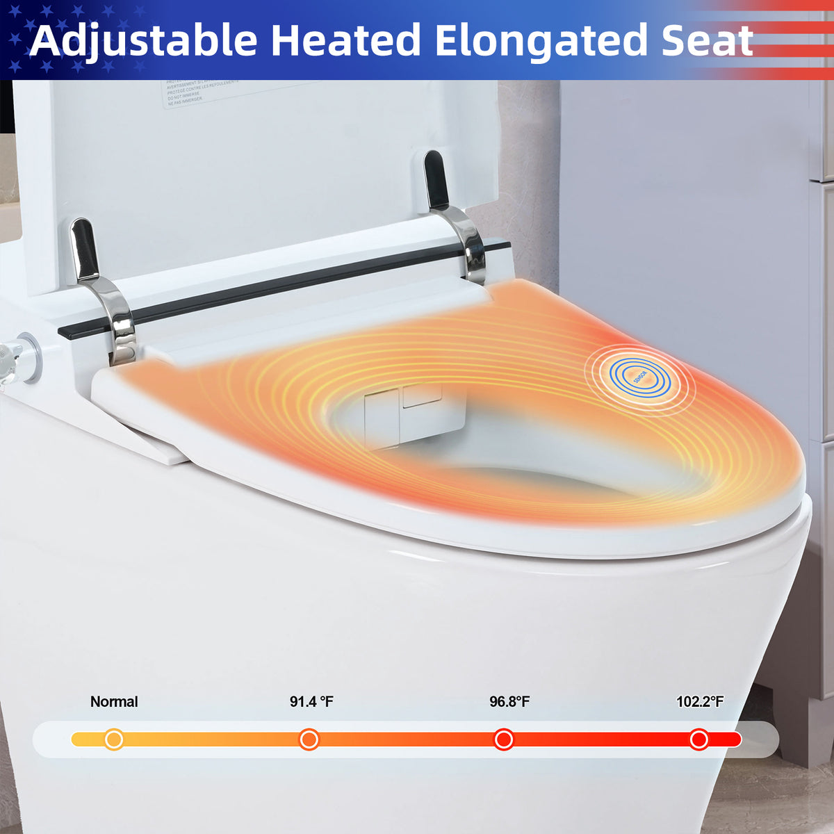 Rainlex Smart One Piece Toilet with Heated Seat, Dual Flush 1.0/1.28 GPF, Tankless Design, Foot Sensor, Night Light & Knob Control（T42）