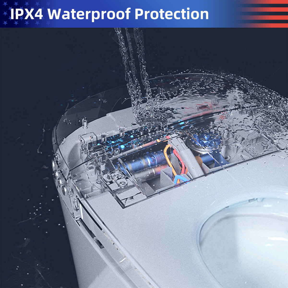 Rainlex Tankless Smart Bidet Toilet with Self-Cleaning Nozzle, Dual Flush 1.0/1.28 GPF, Foot Sensor, Night Light & Knob Control(T44)
