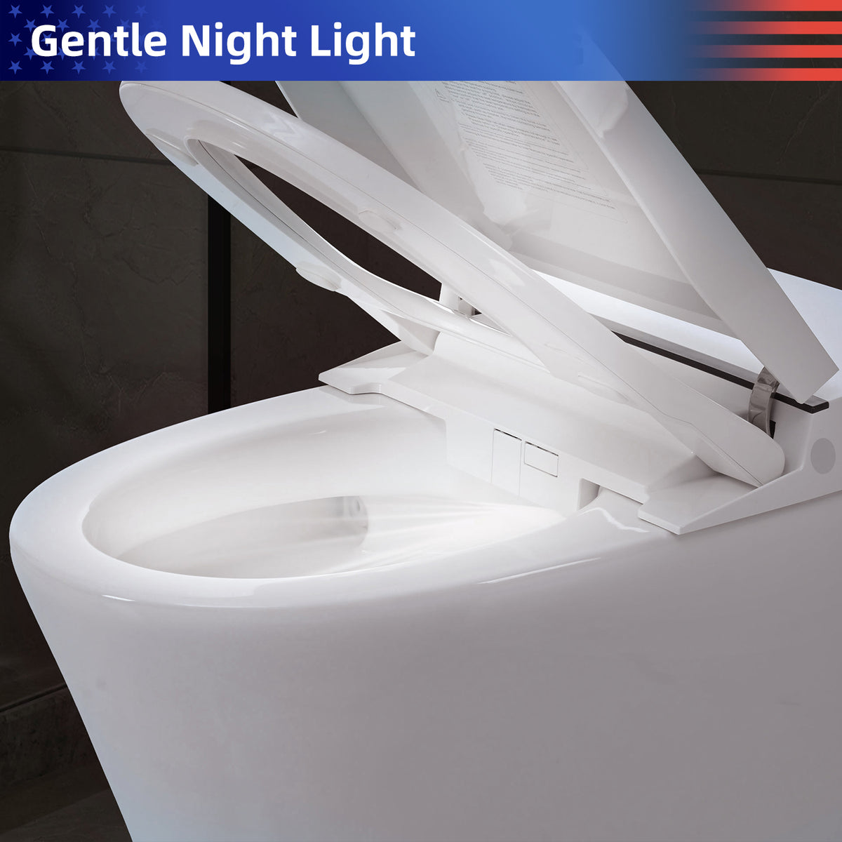 Rainlex Tankless Smart Bidet Toilet with Self-Cleaning Nozzle, Dual Flush 1.0/1.28 GPF, Foot Sensor, Night Light & Knob Control(T44)