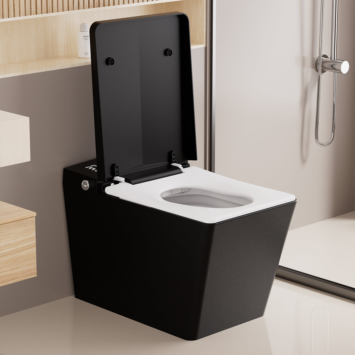 Rainlex Square Smart Bidet Toilet with Built-in Tank, Heated Seat, Instant Warm Water Wash, Auto Flush, Foot Sensor & Remote Control（T45）