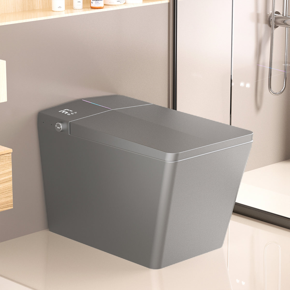 Rainlex Square Smart Bidet Toilet with Built-in Tank, Heated Seat, Instant Warm Water Wash, Auto Flush, Foot Sensor & Remote Control（T45）
