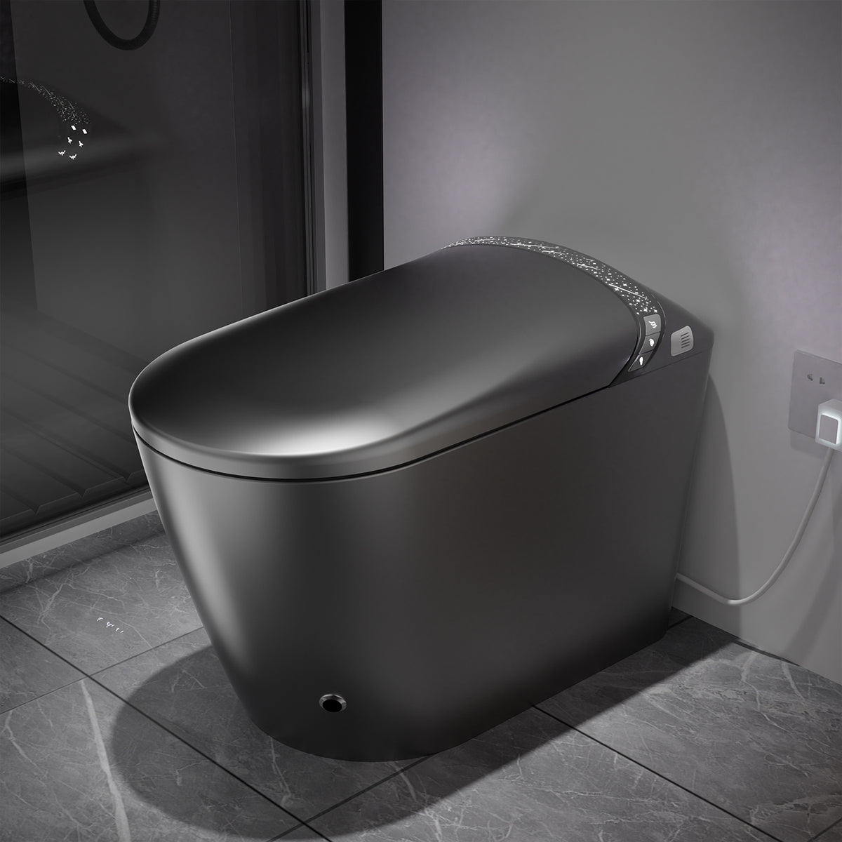 Rainlex Tankless Smart Bidet Toilet with Auto Open Lid, Heated Seat, Warm Water Wash, Dryer, Foot Sensor & Remote Control(T46)