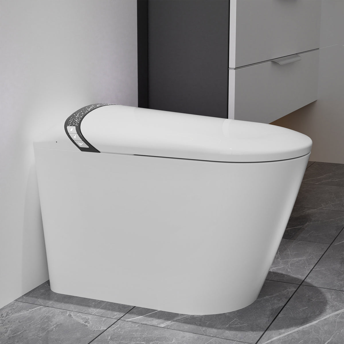 Rainlex Tankless Smart Bidet Toilet with Auto Open Lid, Heated Seat, Warm Water Wash, Dryer, Foot Sensor & Remote Control(T46)