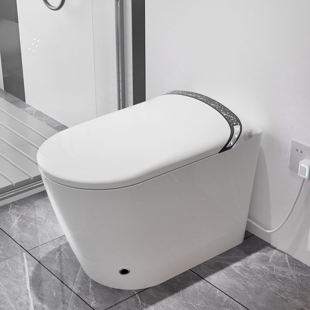 Rainlex Tankless Smart Bidet Toilet with Auto Open Lid, Heated Seat, Warm Water Wash, Dryer, Foot Sensor & Remote Control(T46)