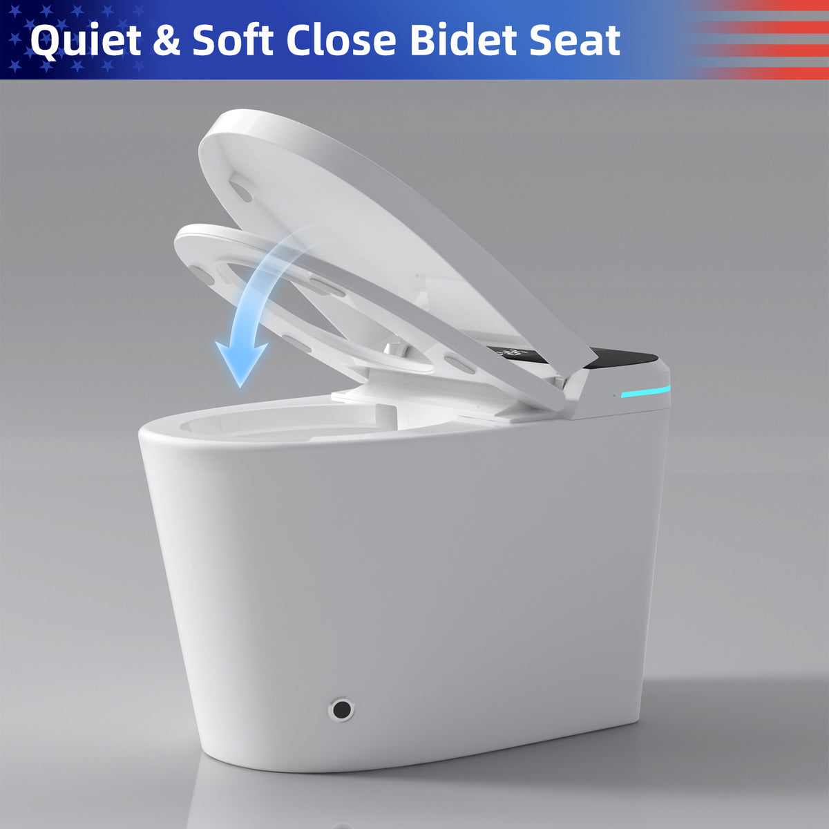 Rainlex Smart Bidet Toilet with Auto Open Lid, Heated Seat, Warm Water Wash, Dryer, Foot Sensor, LED Display & Remote Control(T48)