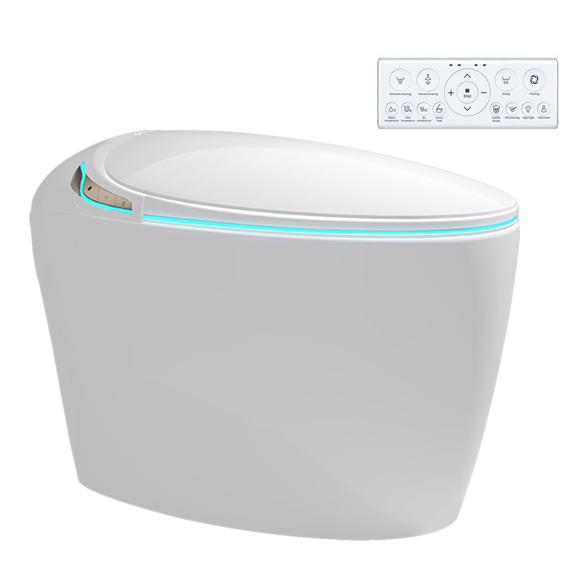 Rainlex Tankless Smart Bidet Toilet with Auto Open Lid, Heated Seat, Warm Water Wash, Dryer, Foot Sensor & Remote Control（T50）
